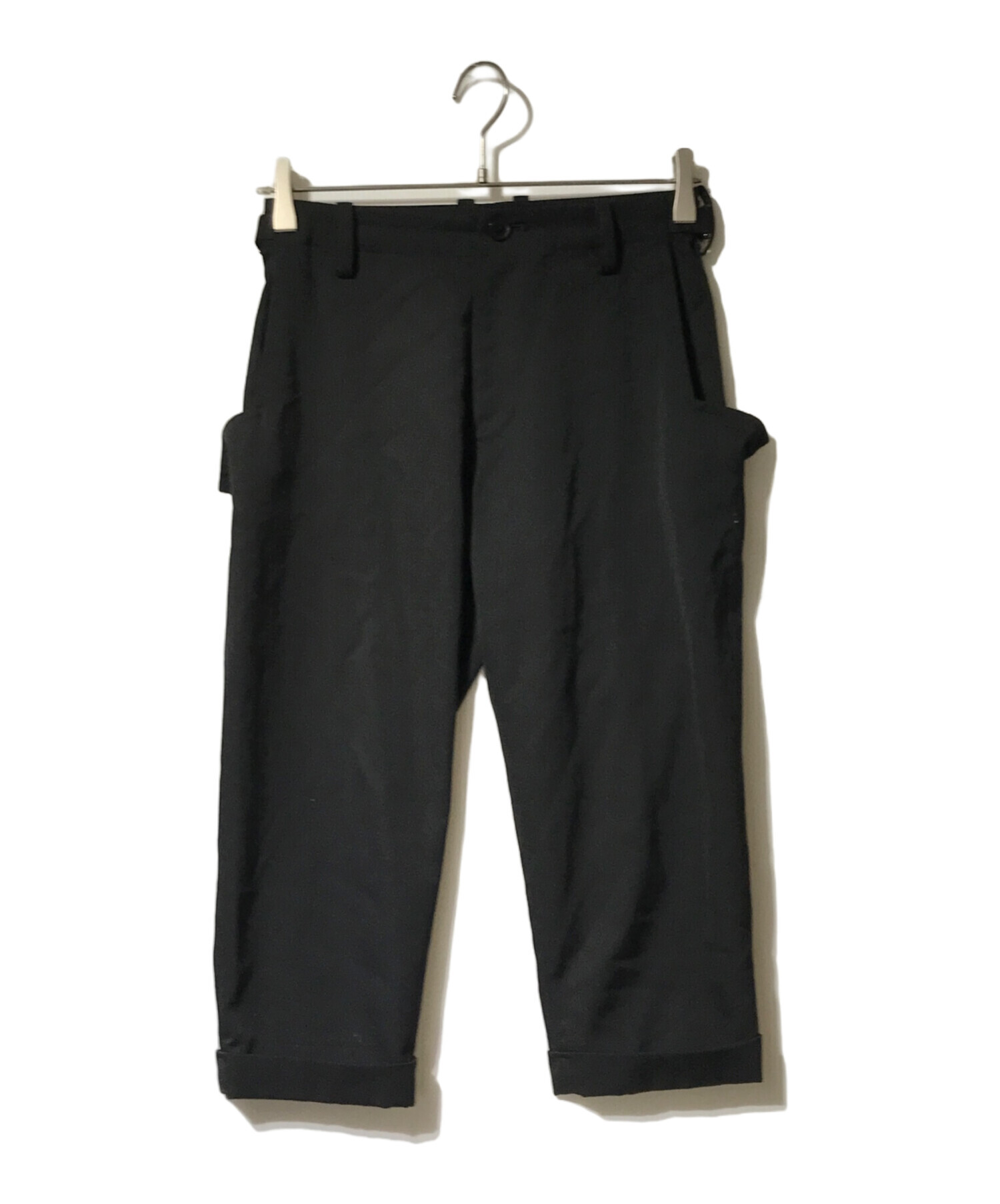 Y's アンティーク ワイドパンツ 黒 ウール100% サルバム タックワイド