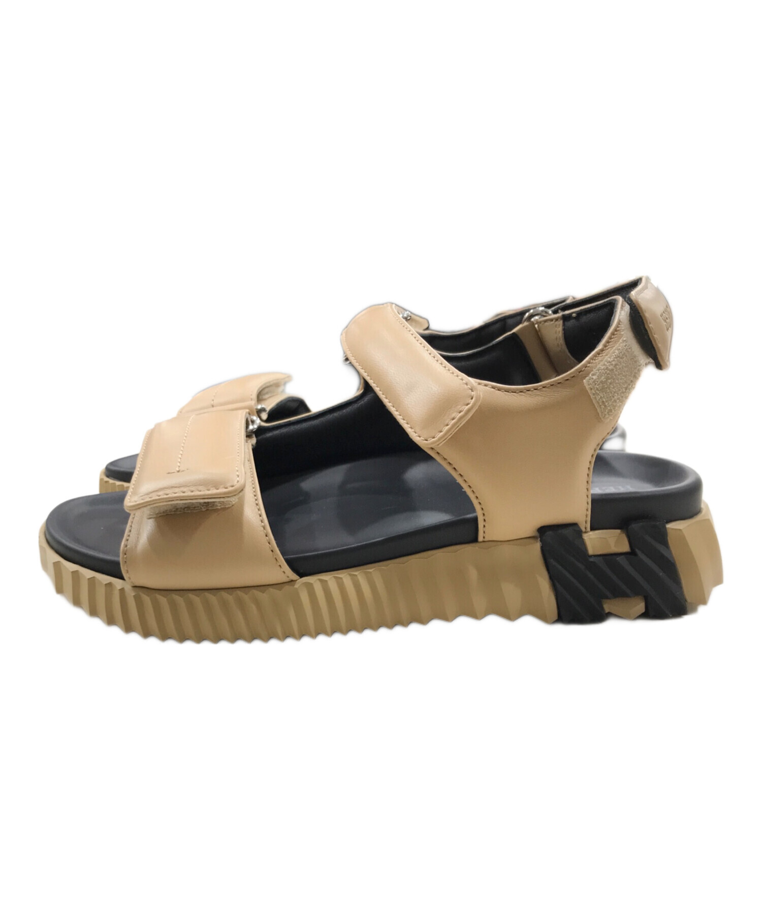 HERMES ブラウン レザー サンダル 36