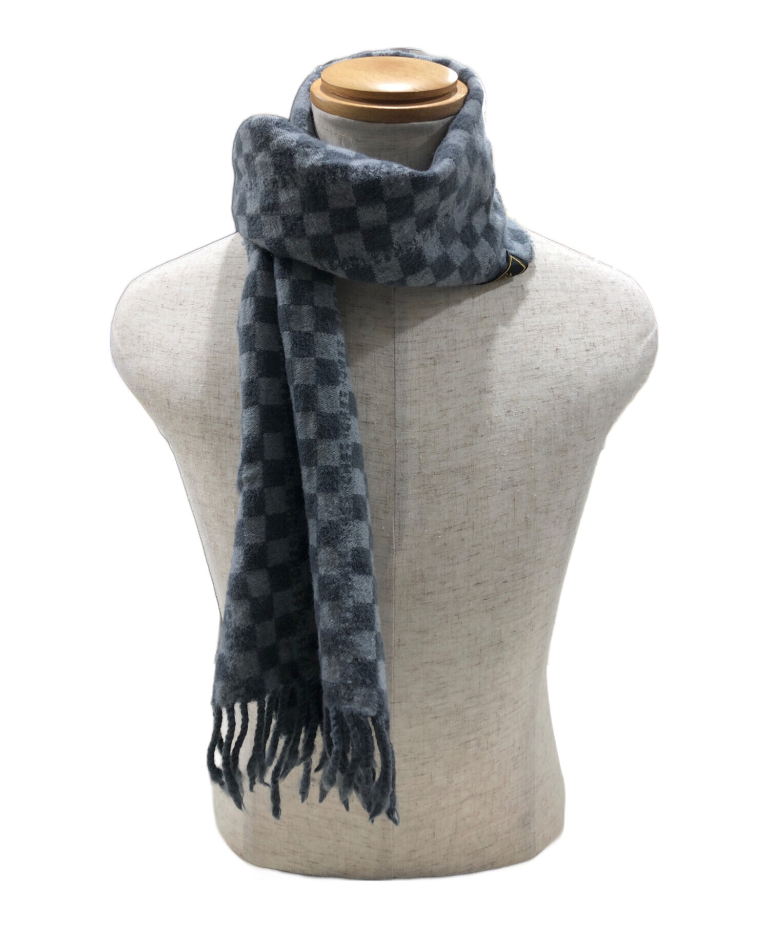 FENDI ウール100% チェック柄 マフラー 26cm x 200cm 中古・古着通販】FENDI (フェンディ) チェックマフラー グレー