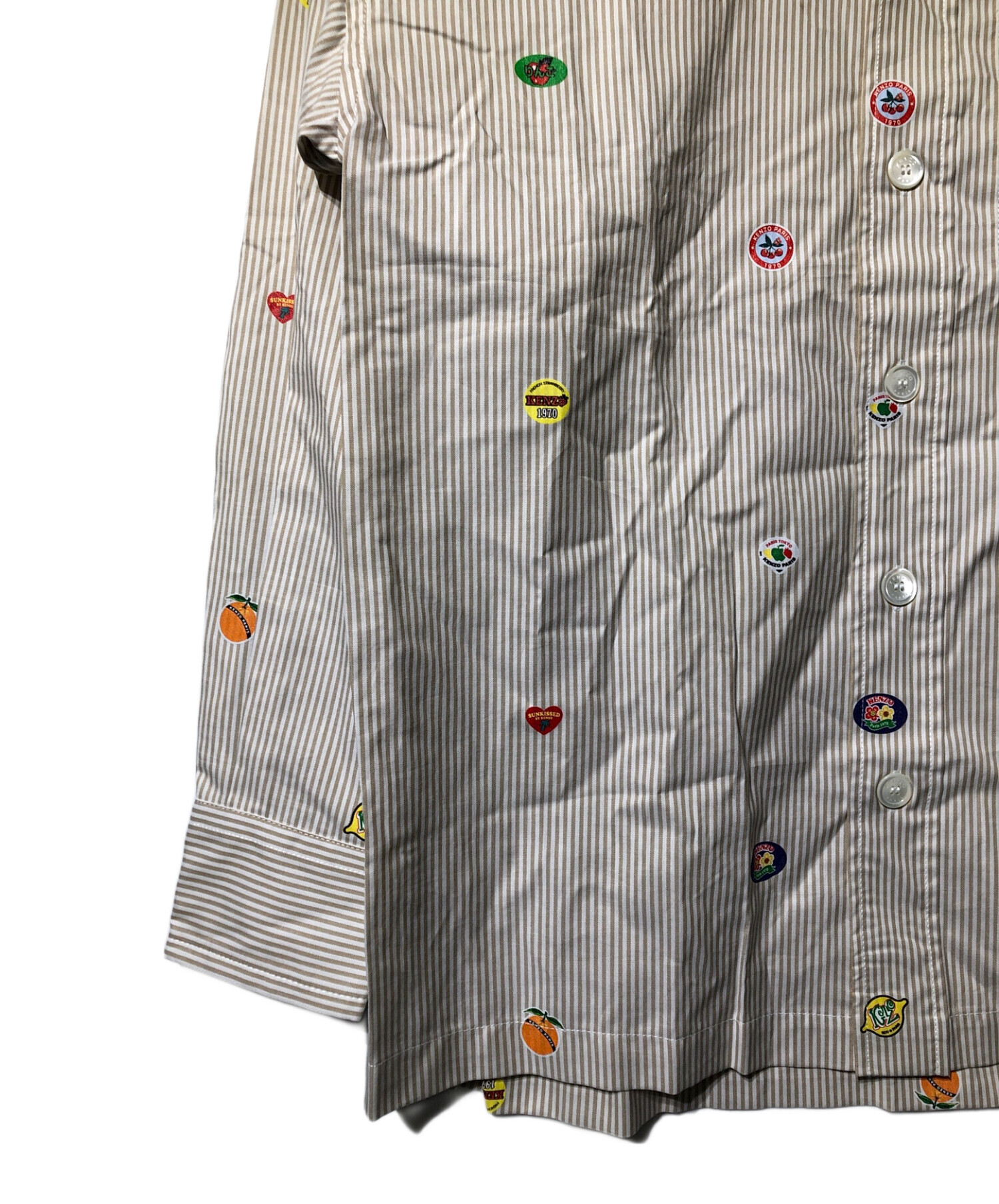 KENZO ケンゾー カジュアルシャツ メンズ 【古着】【中古】 中古・古着通販】KENZO (ケンゾー) Fruit Stickers Shirt ブラウン