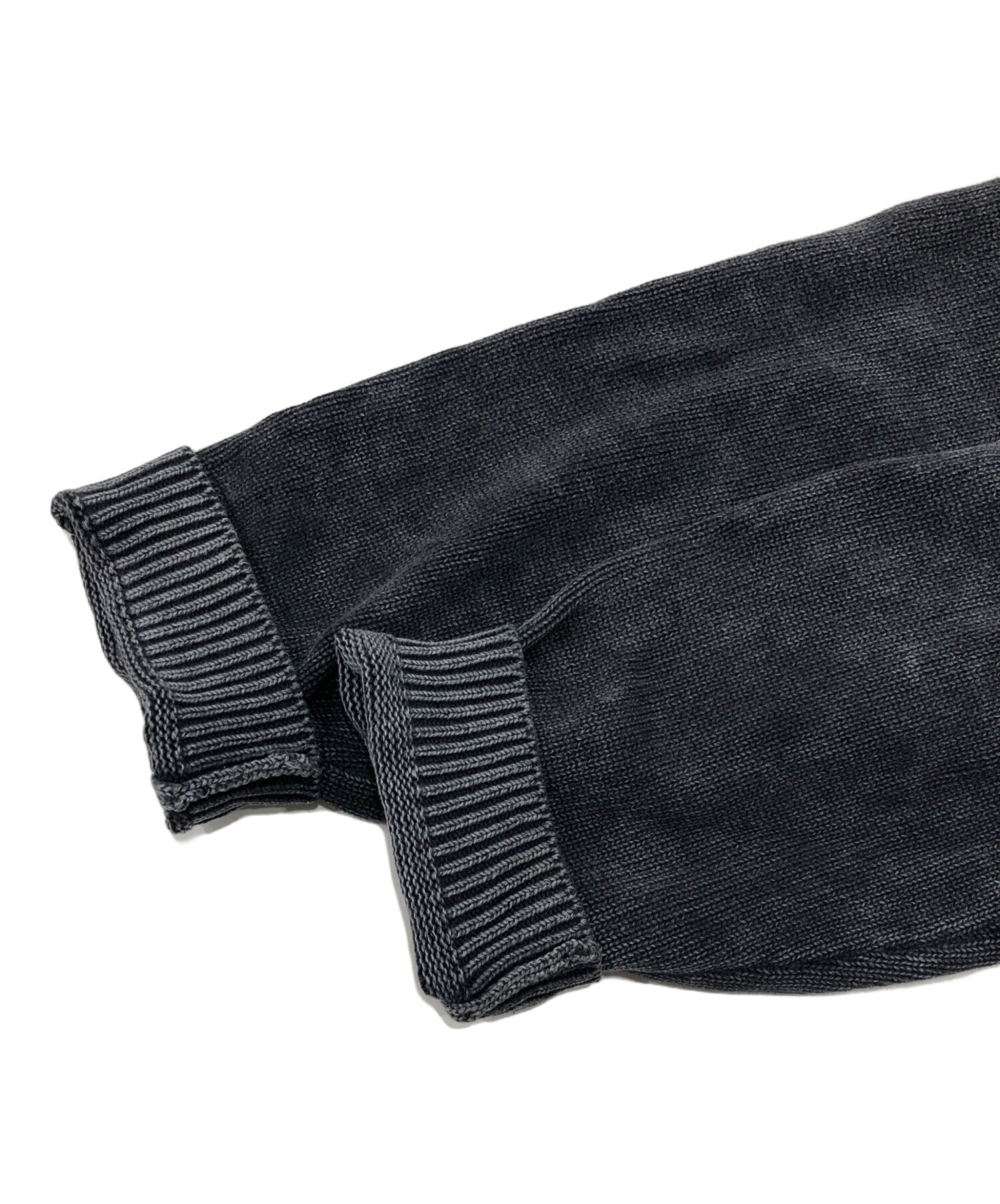 stussy faded cotton knit 黒　セーター　短丈　スウェット stussy faded cotton knit 黒セーター短丈スウェット