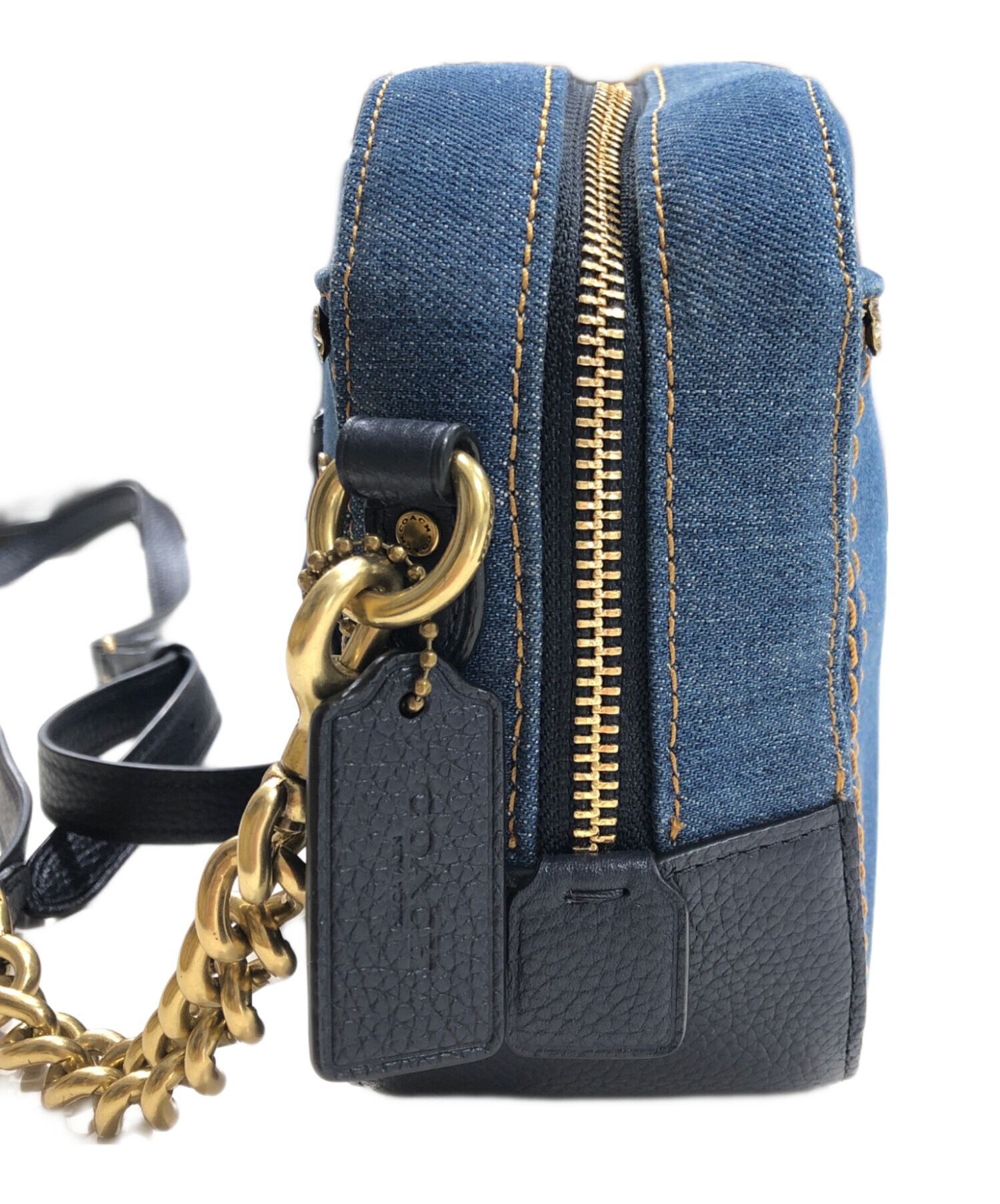 中古・古着通販】COACH (コーチ) デニム レザー フラワーショルダー