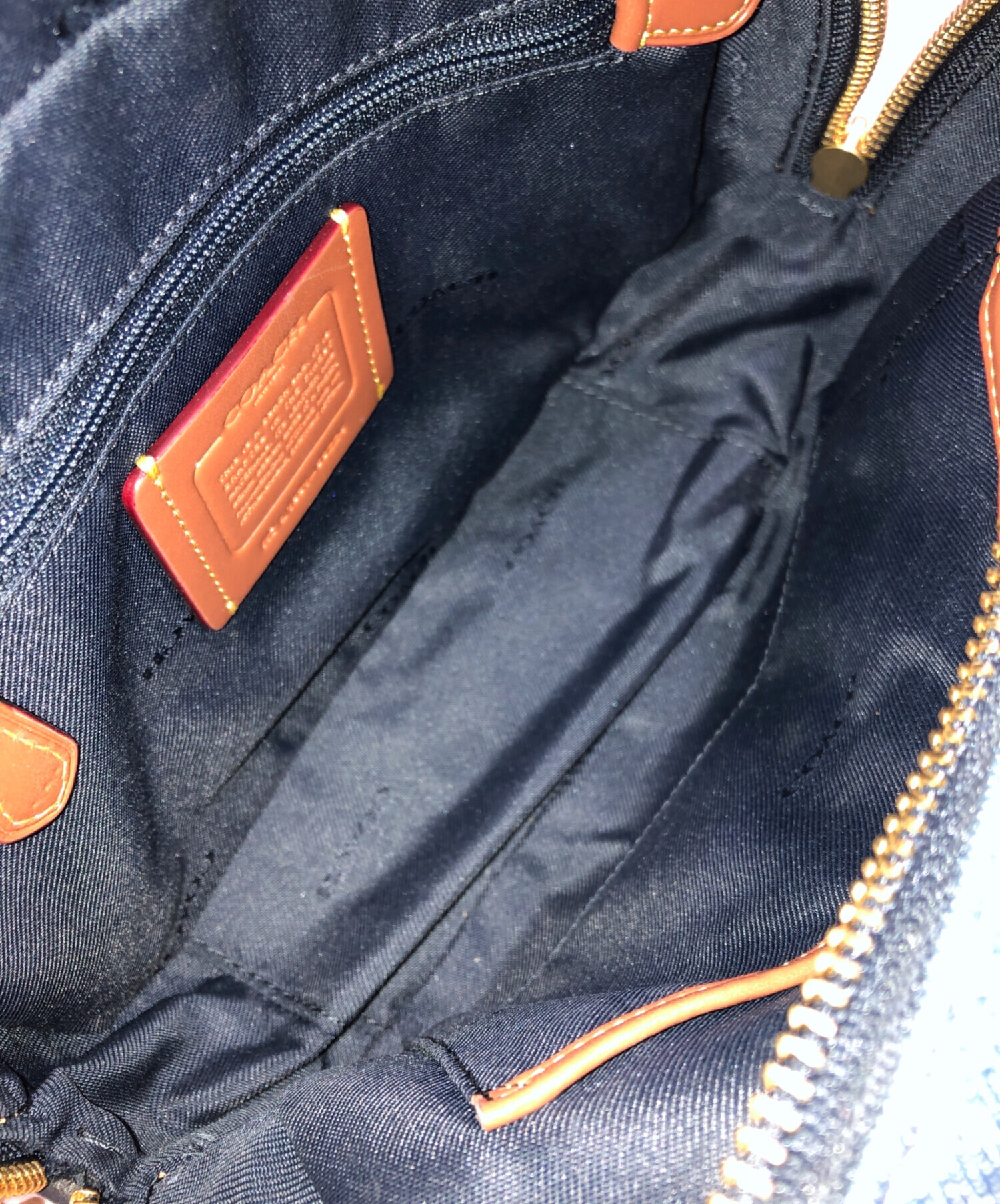 中古・古着通販】COACH (コーチ) デニム レザー フラワーショルダー