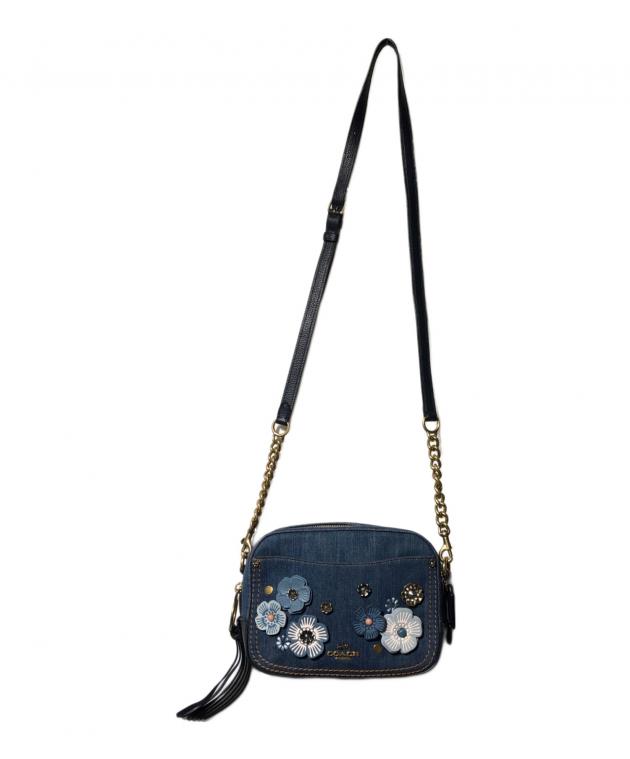 Coach デニムショルダーバッグ 中古・古着通販】COACH (コーチ) デニム レザー フラワーショルダー