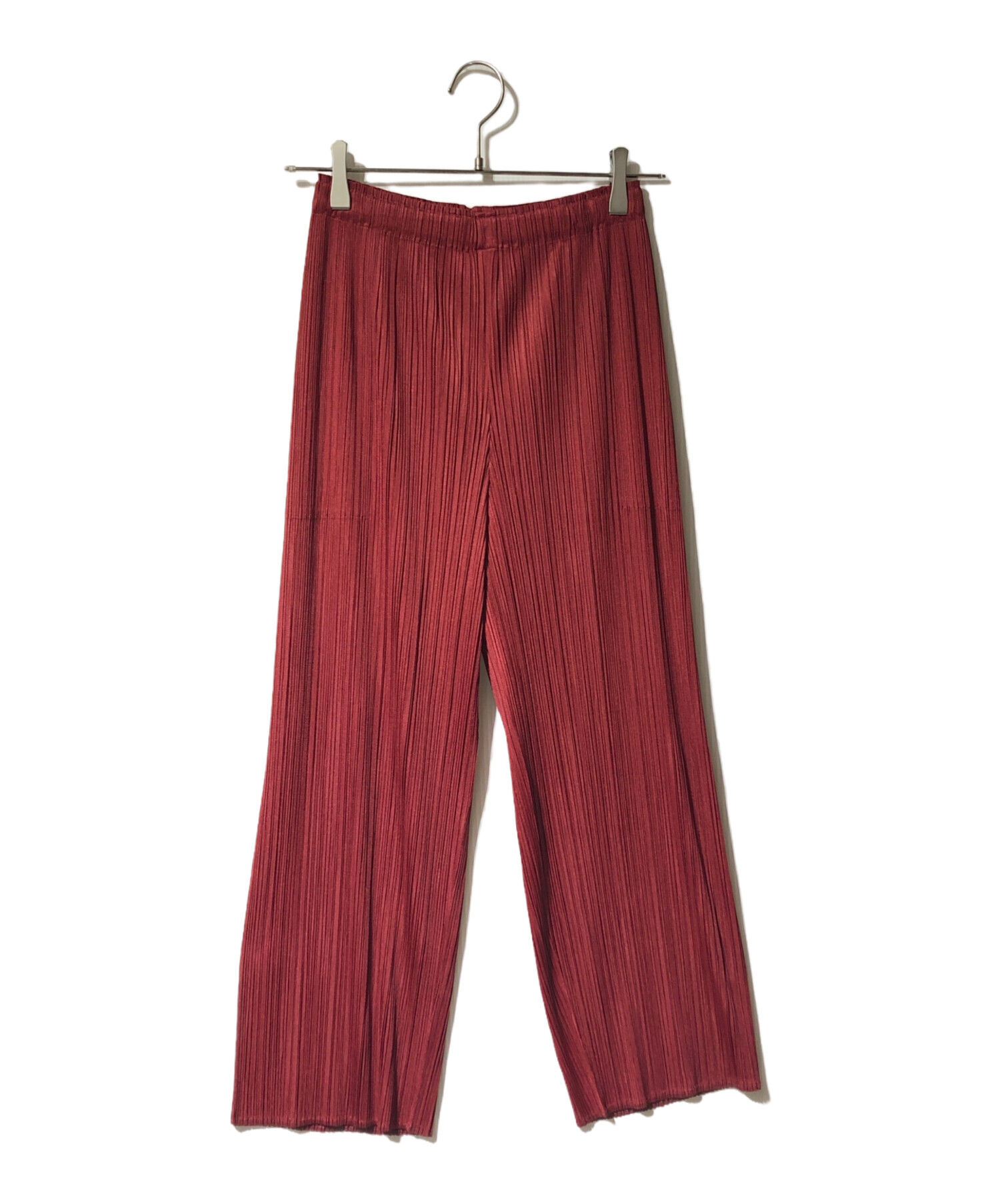 PLEATS PLEASE レッド プリーツ ガウチョパンツ 中古・古着通販】PLEATS PLEASE (プリーツプリーズ) プリーツパンツ