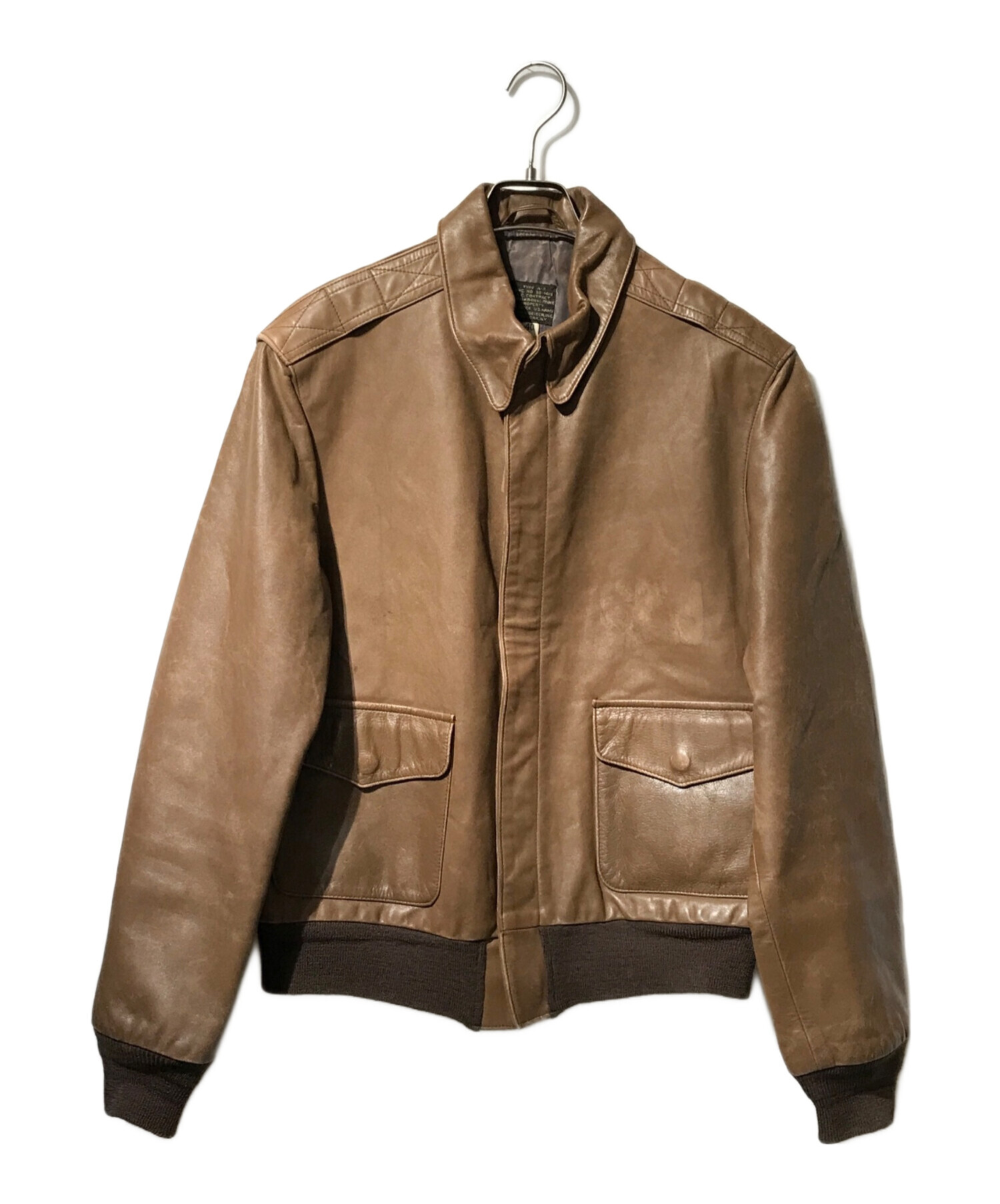 80s' Willis＆ A2 ブラウン フライトジャケット 36 ビンテージ WILLIS & GEIGER TYPE A-2 本革 ジャケット size 36