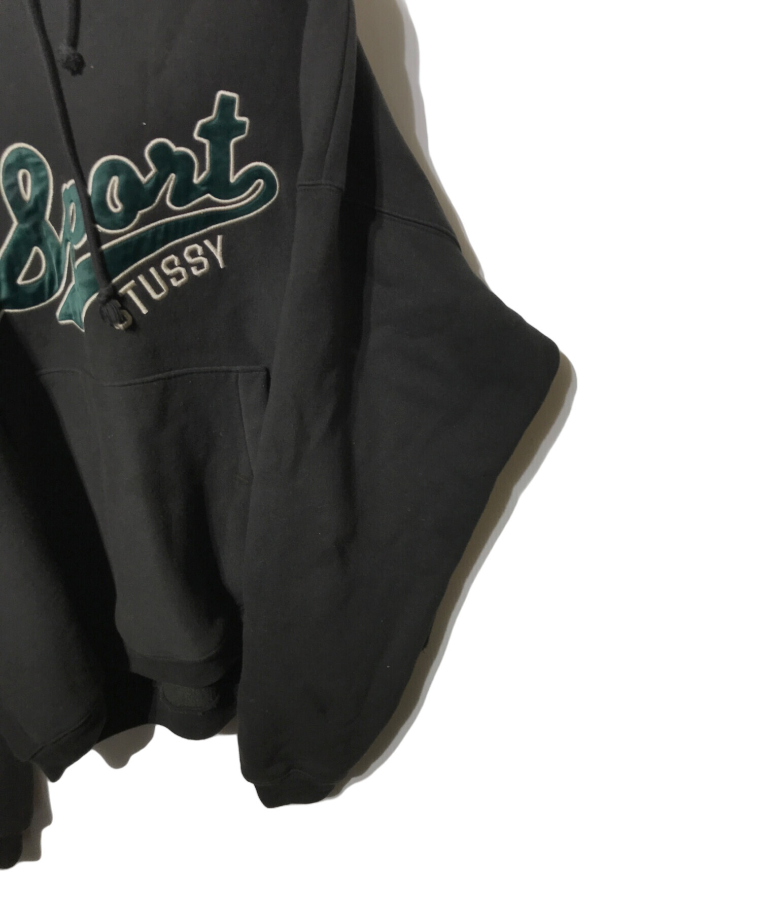 中古・古着通販】stussy (ステューシー) SATIN PATCH HOODIE ブラック