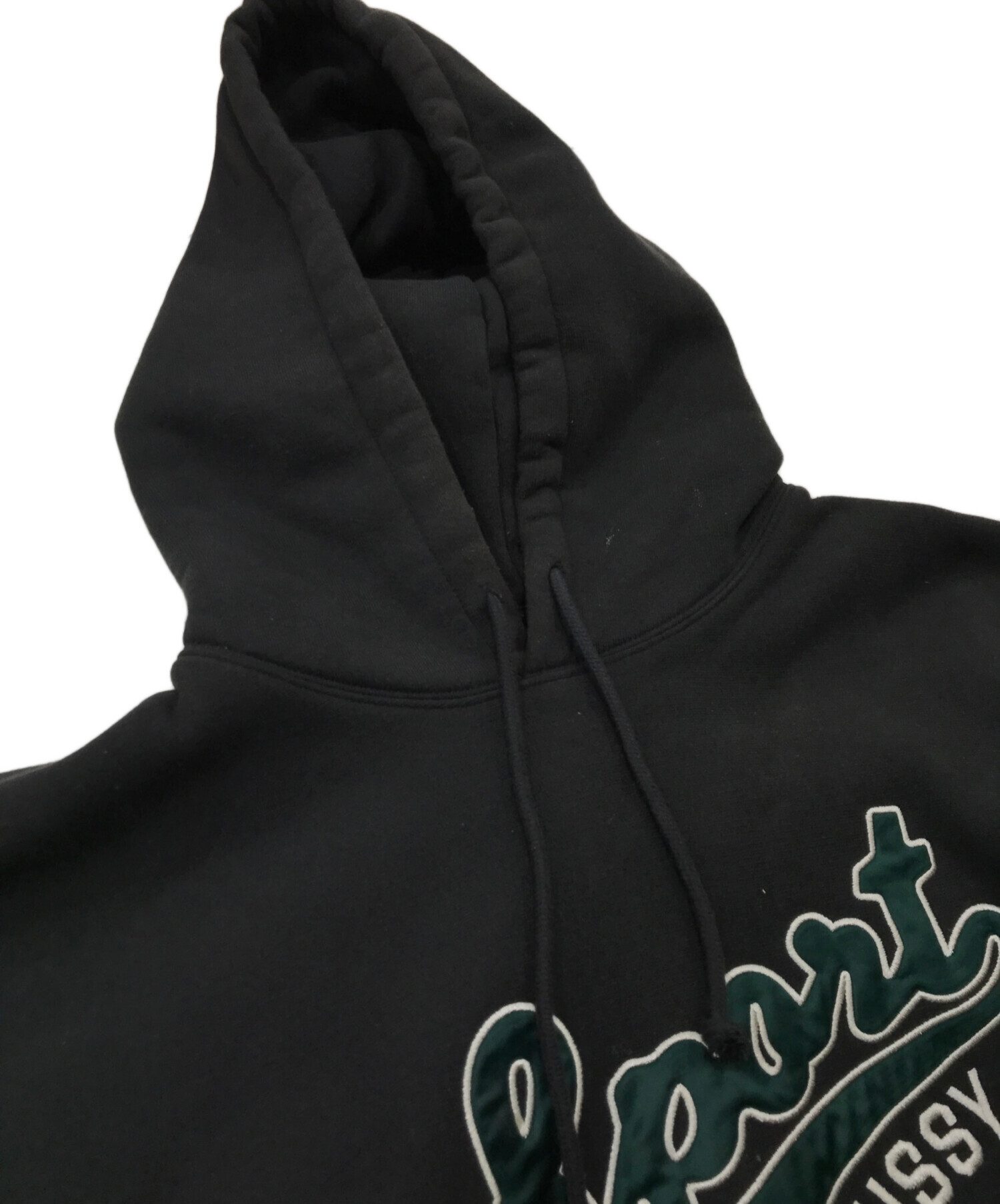 中古・古着通販】stussy (ステューシー) SATIN PATCH HOODIE ブラック