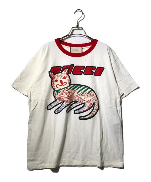 中古・古着通販】GUCCI (グッチ) キャットプリントTシャツ ベージュ