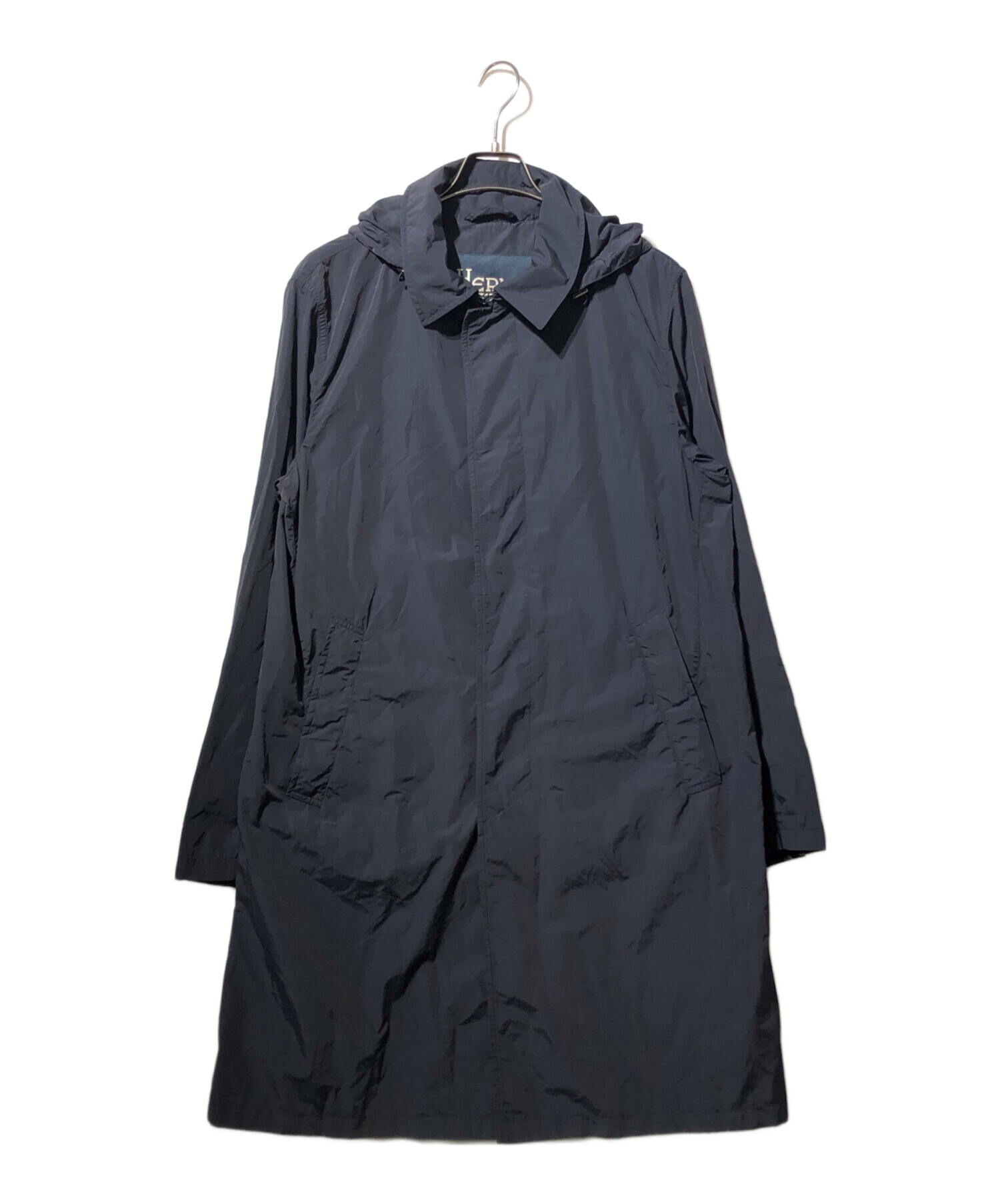 超美品⭐︎ヘルノ HERNOフーディーナイロンコート ネイビー　 42 中古・古着通販】HERNO (ヘルノ) フーディーステンカラーコート