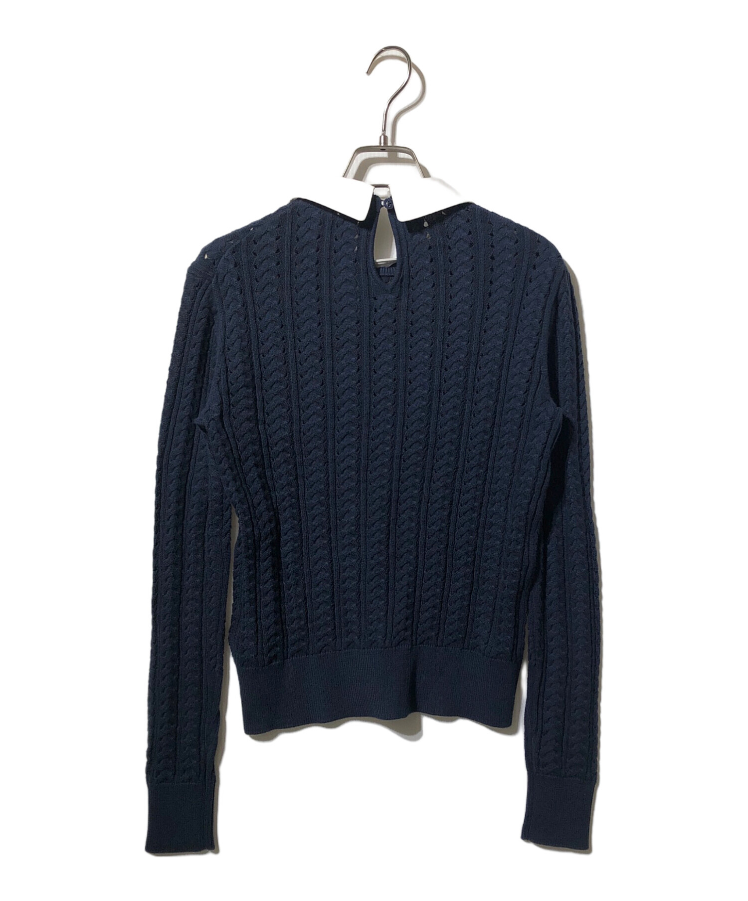 BROOKS Brooks Brothers ネイビー ケーブルニット ラムズウール 高級 L 