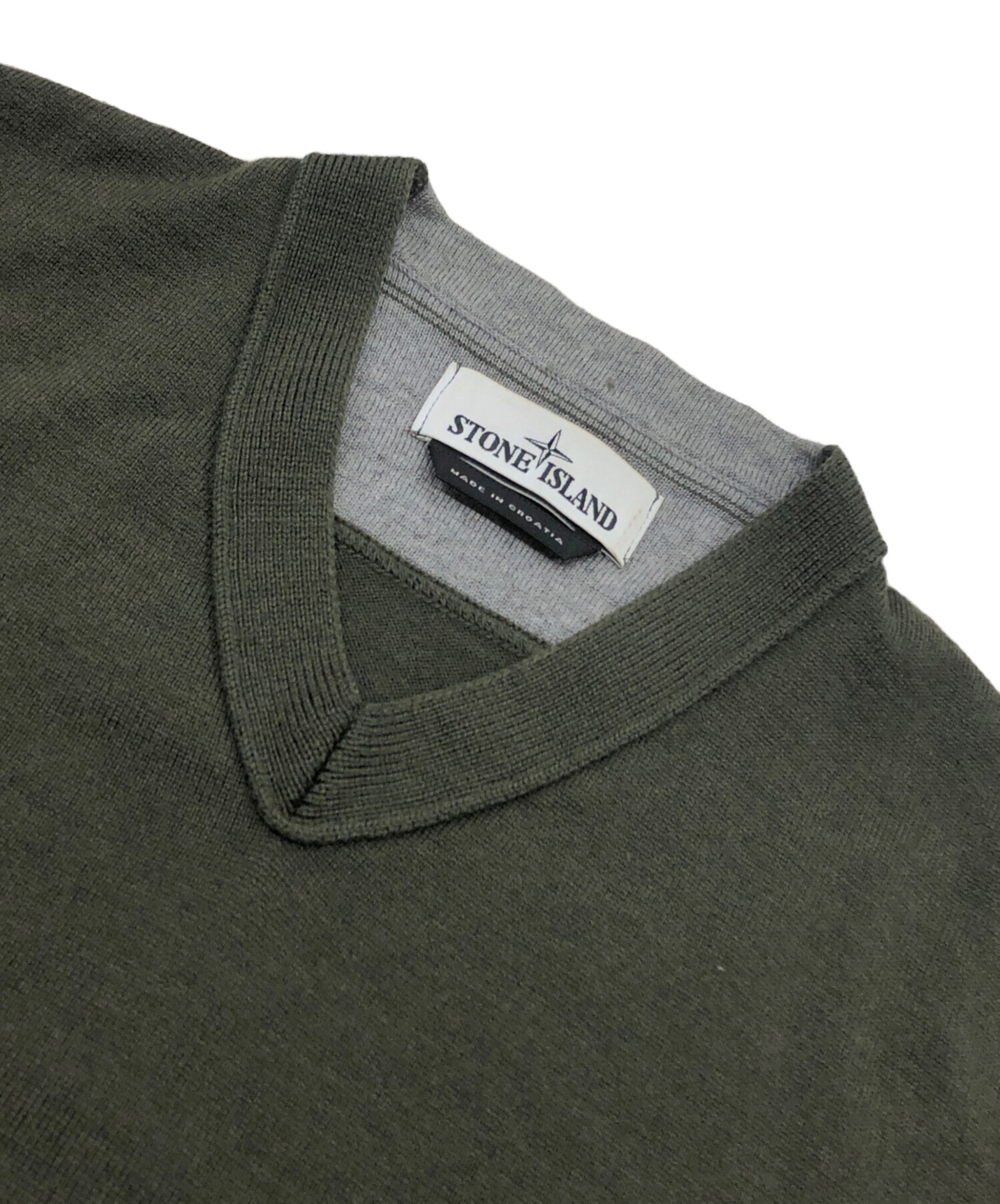 STONE  ストーンアイランド Vネックニット ウォッシュ加工 中古・古着通販】STONE ISLAND (ストーンアイランド) Vネックニット