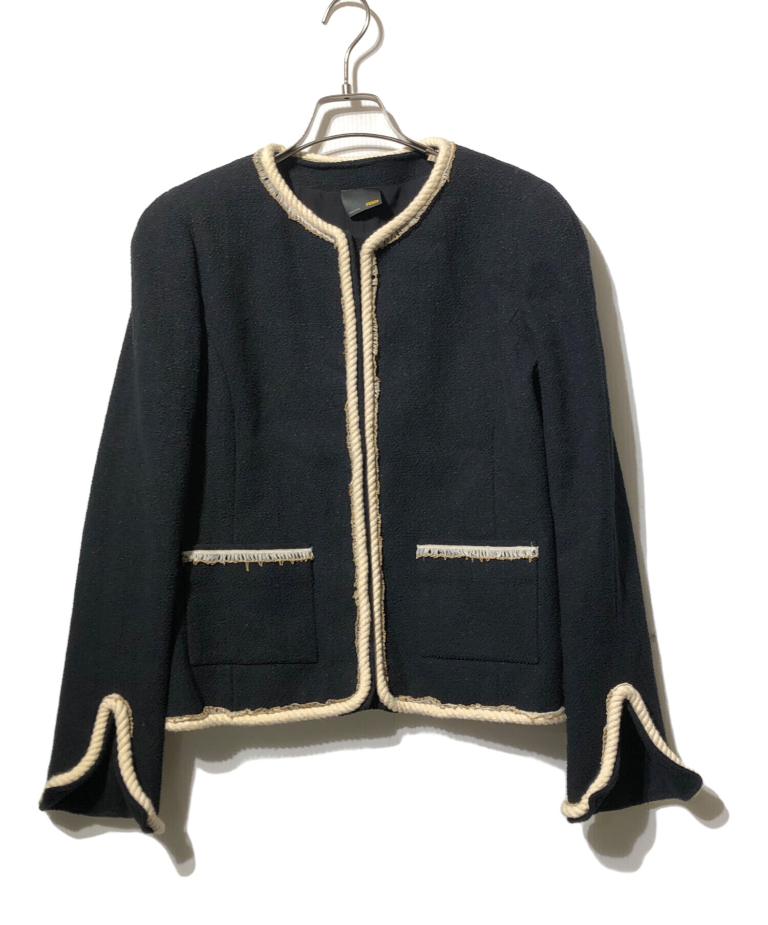 中古・古着通販】FENDI (フェンディ) ノーカラーツイードジャケット
