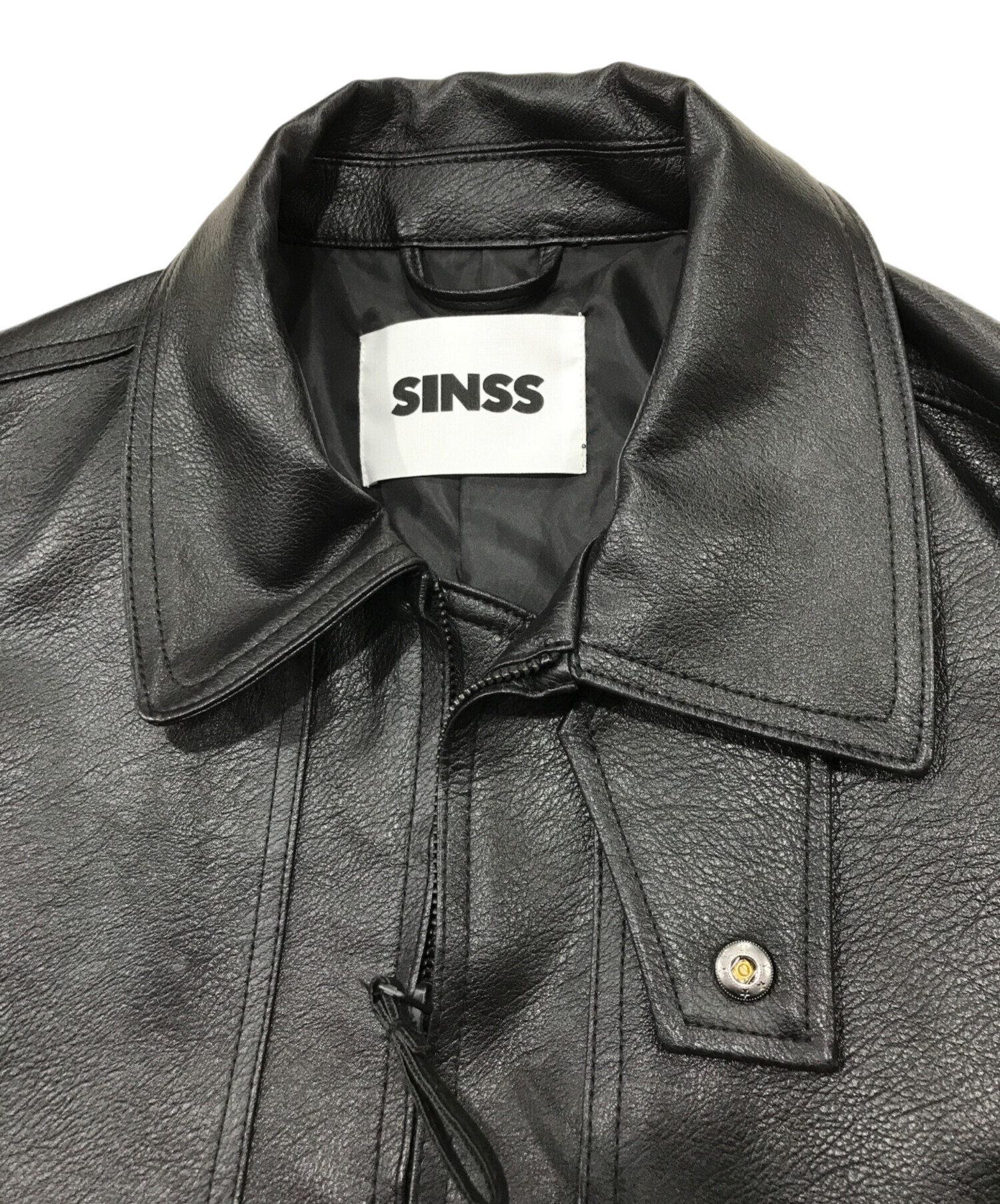 中古・古着通販】SINSS (シンス) フェイクレザージャケット ブラック