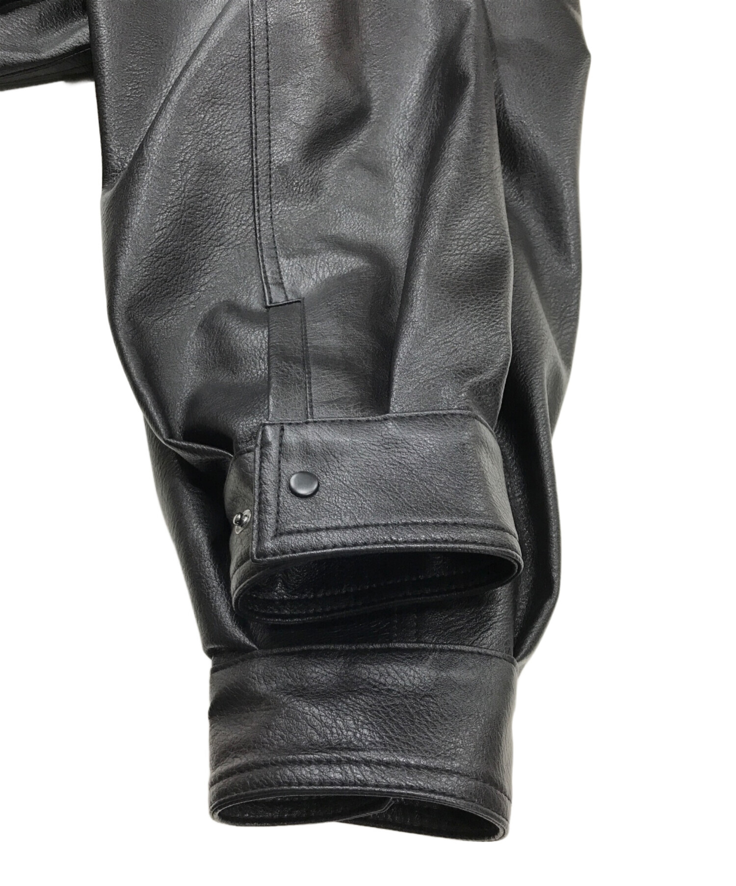 中古・古着通販】SINSS (シンス) フェイクレザージャケット ブラック