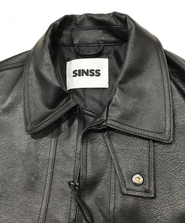中古・古着通販】SINSS (シンス) フェイクレザージャケット ブラック