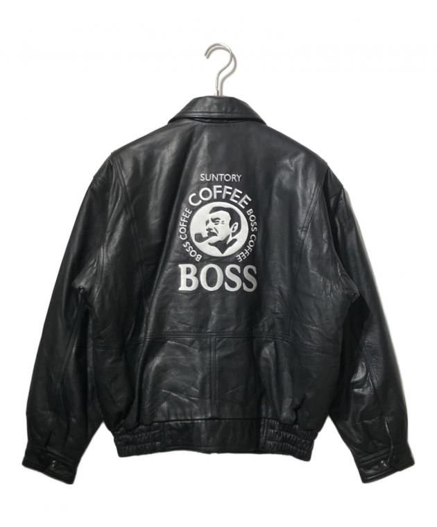 非売品■90's サントリーボス【M】初代 ボスジャン A-2 レザージャケット 稀少 非売品 SUNTORY BOSS 1994 初代 ボスジャン 90sバックロゴ レザー