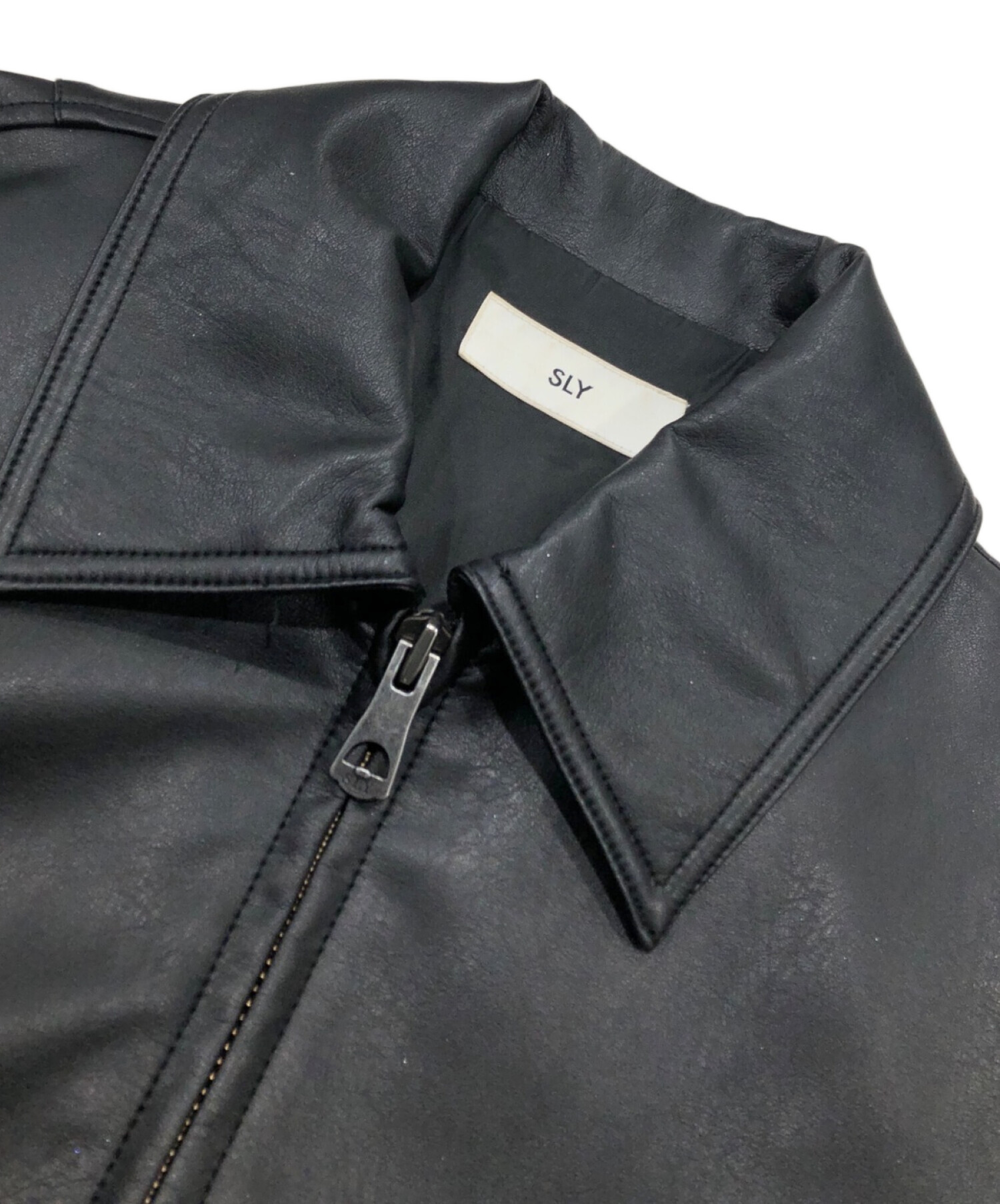 中古・古着通販】SLY (スライ) FAUX LEATHER ZIP UP ブルゾン ブラック