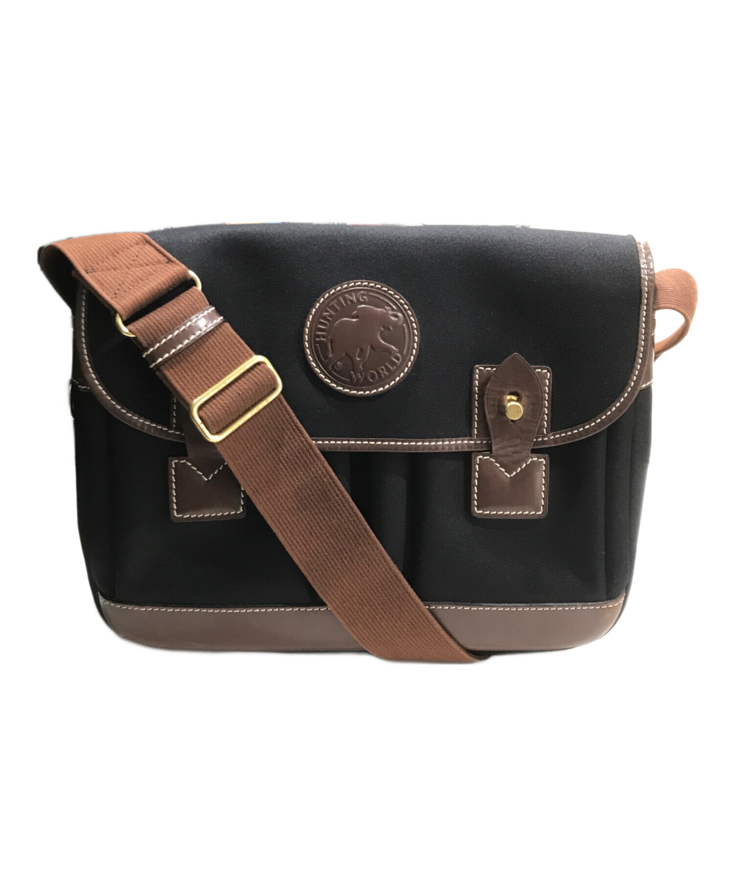 HUNTING WORLD ブラックメッセンジャーバッグ 中古・古着通販】HUNTING WORLD (ハンティングワールド) バチュー