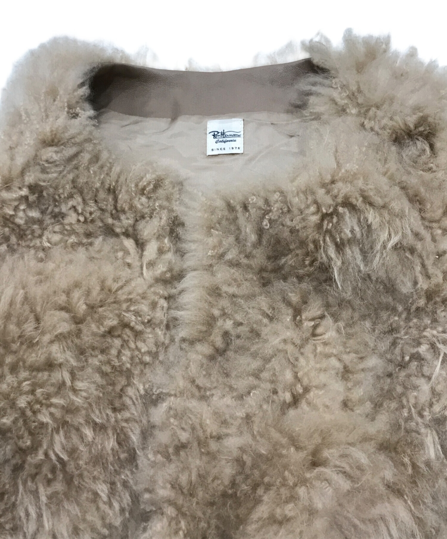 【美品✨】RonHerman ファーベスト ゴートレザー ベージュ S 中古・古着通販】Ron Herman (ロンハーマン) Fur Vest / ゴートファー