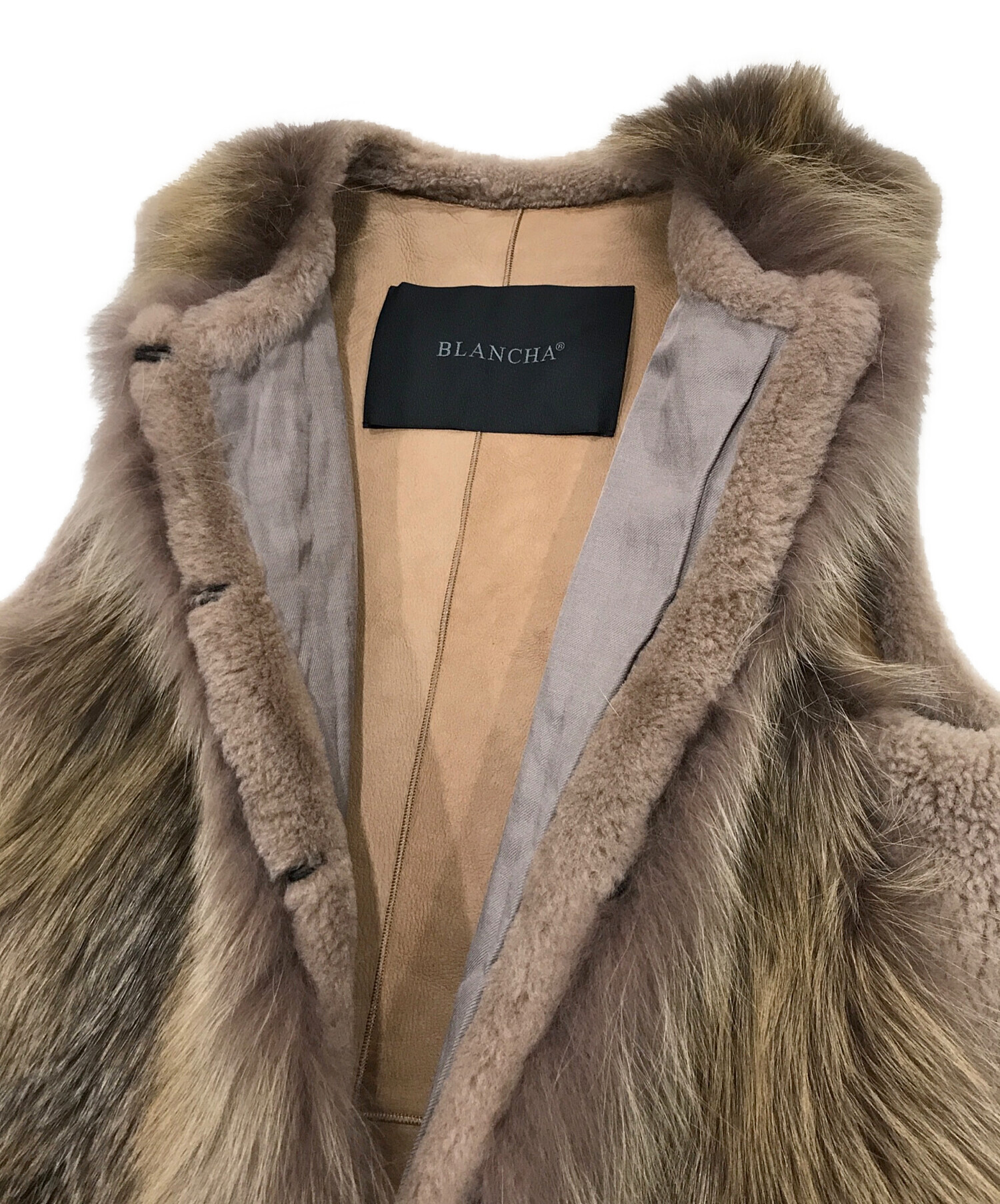 中古・古着通販】BLANCHA (ブランカ) フォックスファーベスト ベージュ
