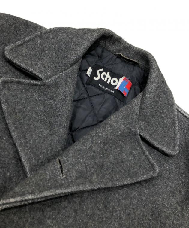 即決☆ショットSCHOTT社製☆グレーPコート42メンズ☆ピーコート 即決