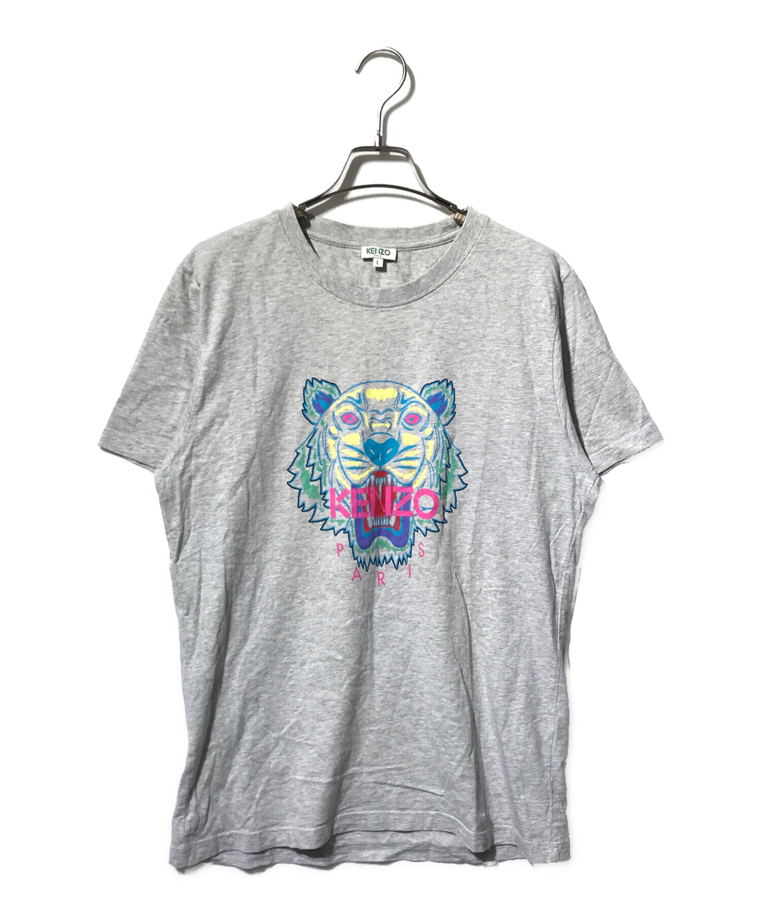 美品 KENZO ケンゾー タイガープリント レイヤードデザイン メッシュ 半袖 Tシャツ XSサイズ イエロー レディース 古着 中古 USED KENZO（ケンゾー） 美品 タイガープリント レイヤードデザイン