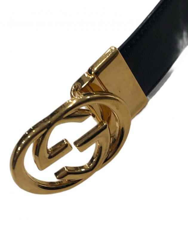 中古・古着通販】GUCCI (グッチ) GGバックルレザーベルト ブラック