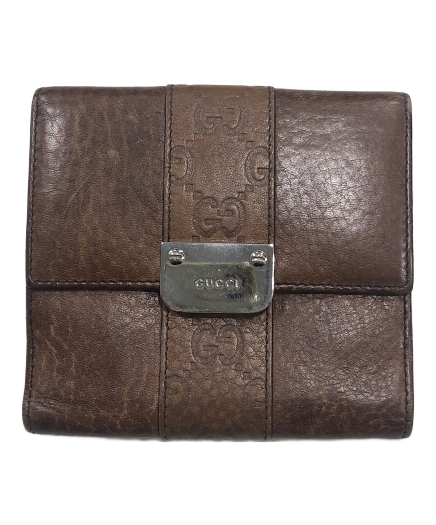 GUCCI二つ折り財布USED 中古・古着通販】GUCCI (グッチ) 2つ折り財布 ブラウン｜ブランド