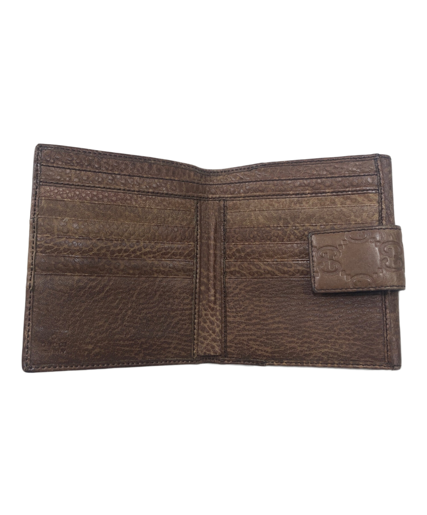 未使用　GUCCI 二つ折り財布 ブラウン レザー 中古・古着通販】GUCCI (グッチ) 2つ折り財布 ブラウン｜ブランド