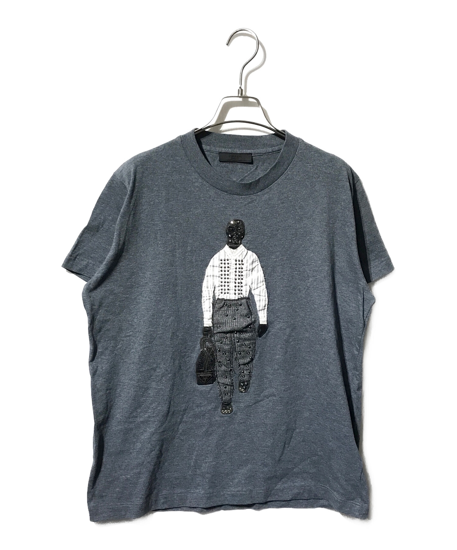 中古・古着通販】PRADA (プラダ) スタッズ付きアップリケTシャツ/半袖