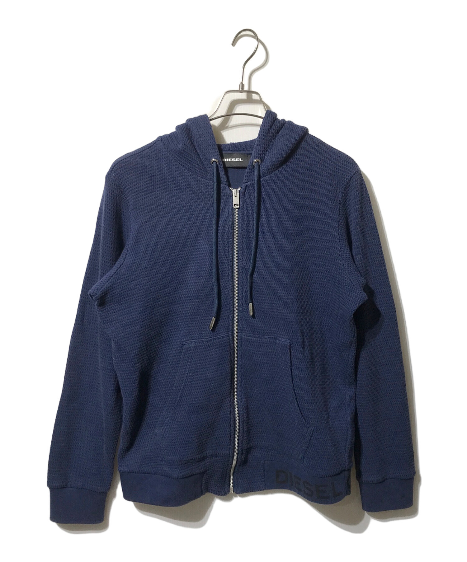 中古・古着通販】DIESEL (ディーゼル) 裾ロゴワッフルフルジップパーカ