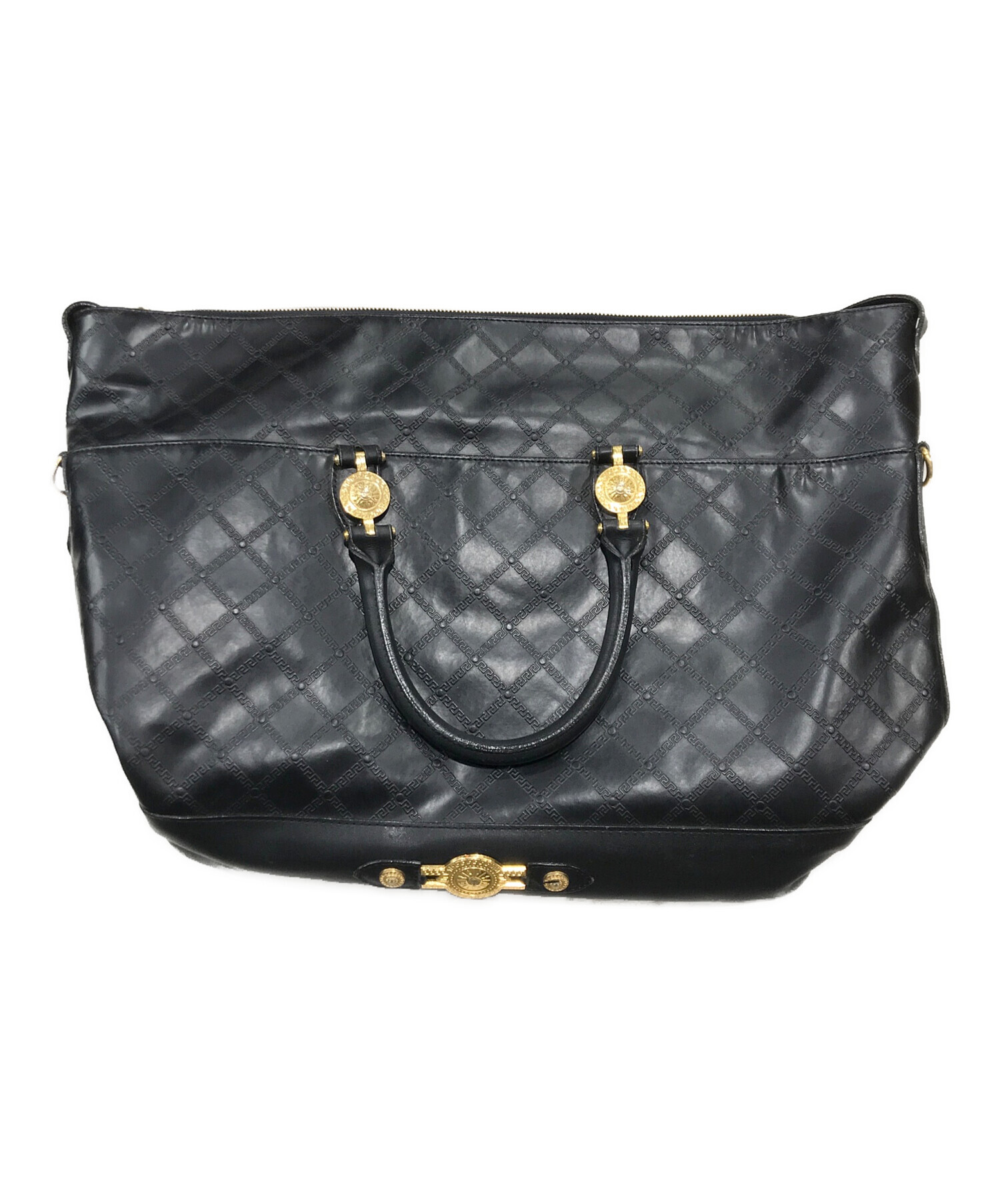 値下げ　VERSACE　黒 レザー ボストンバッグ 中古・古着通販】GIANNI VERSACE (ジャンニ・ヴェルサーチ) サン