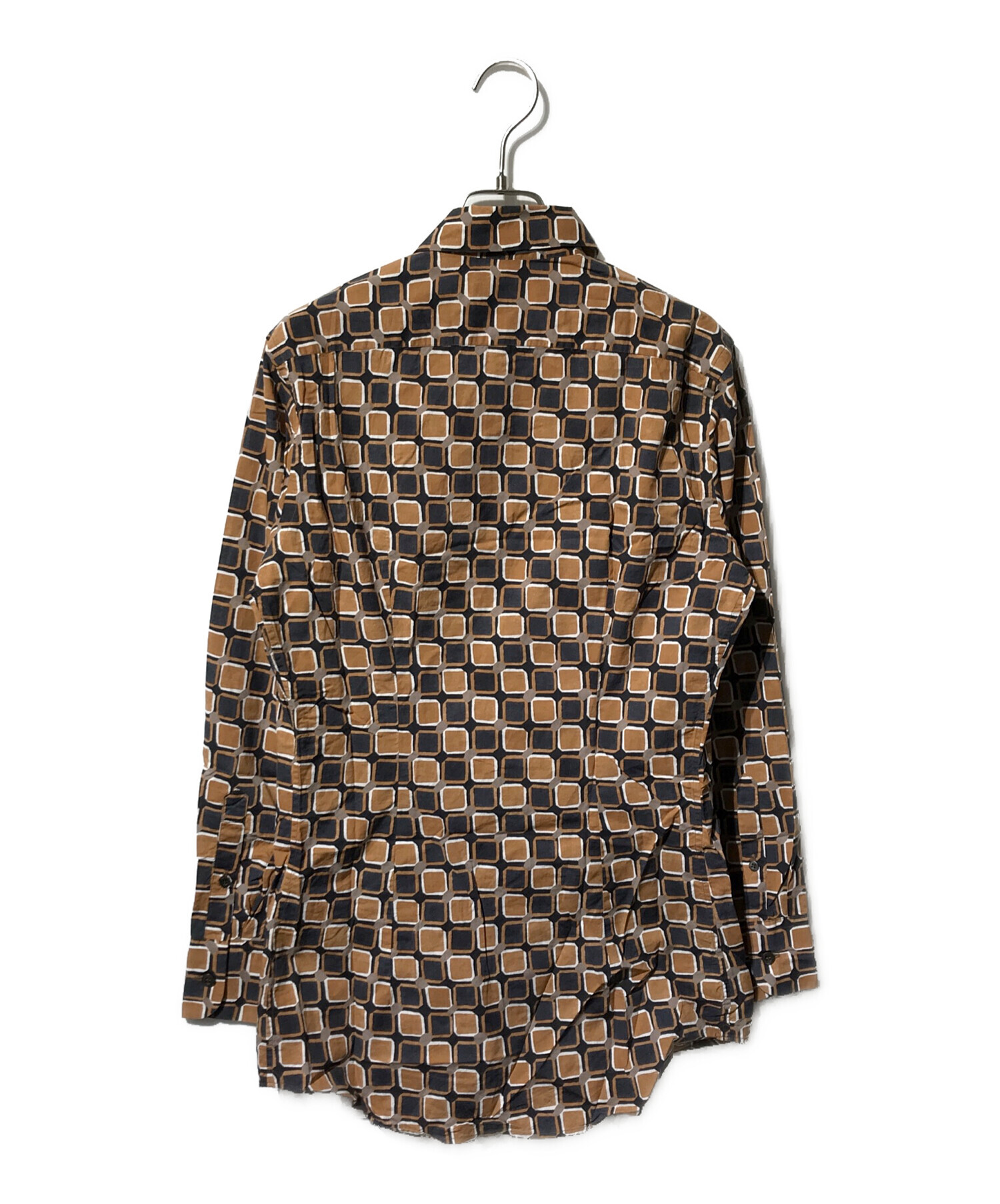 中古・古着通販】PRADA (プラダ) 総柄長袖シャツ ブラウン×ブラック