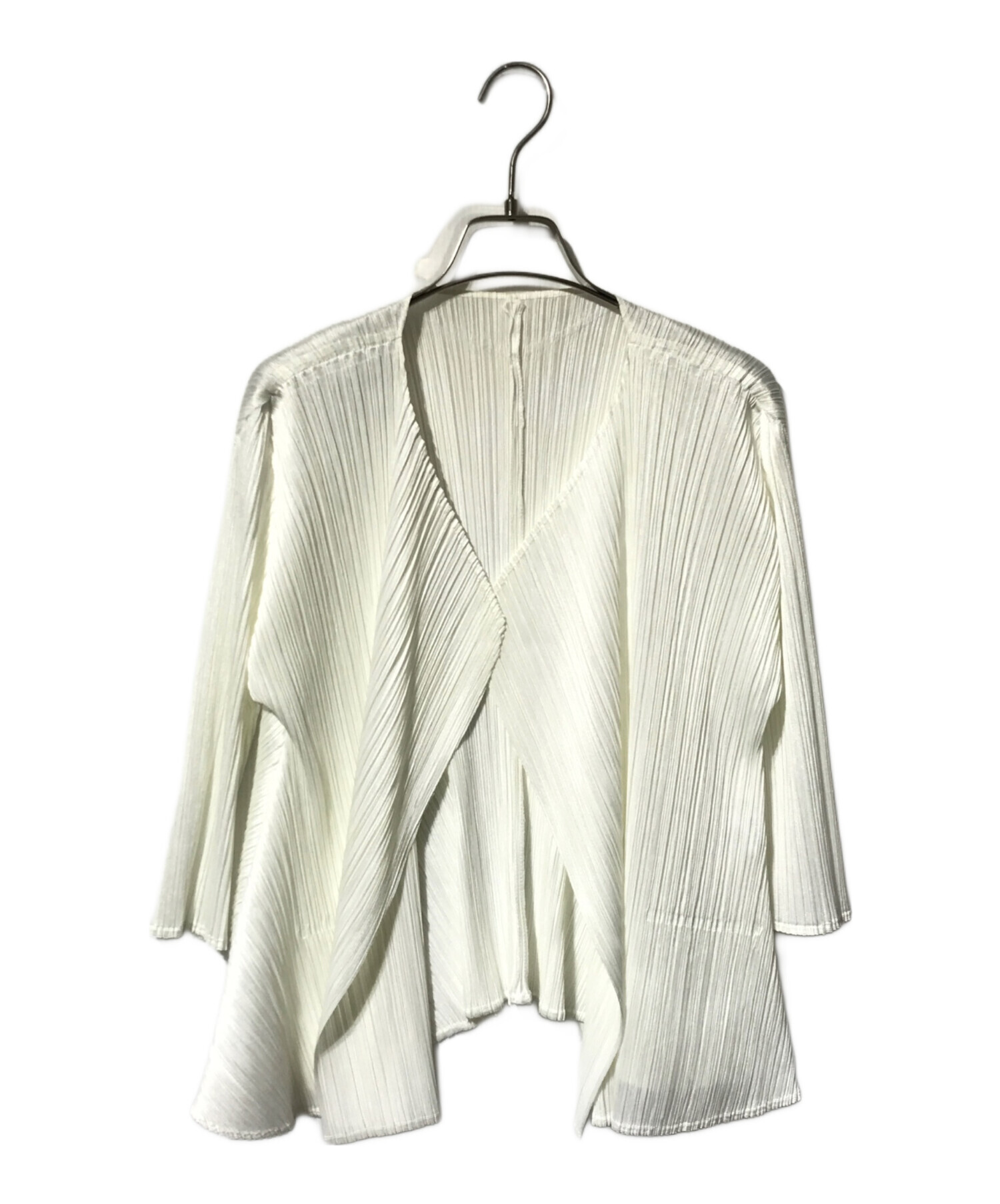 PLEATS PLEASE プリーツプリーズ カーディガン M 白 【古着】【中古】【送料無料】 中古・古着通販】PLEATS PLEASE (プリーツプリーズ) プリーツ加工