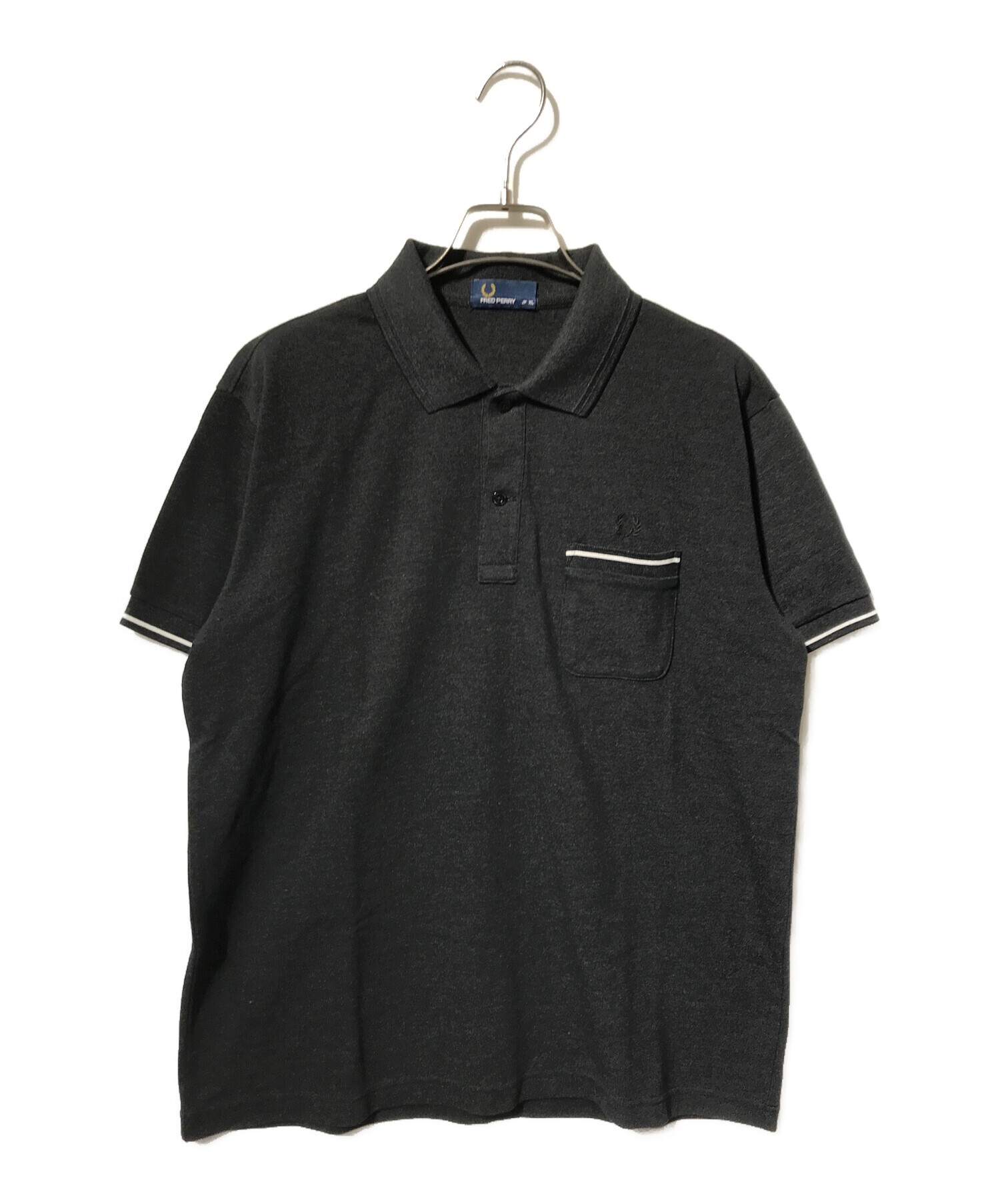 【(値下げ)Fred Perry】(新品・未使用) ブラック ポロシャツ FRED PERRY（フレッドペリー） ポロシャツ 半袖 メンズ テクスチャード