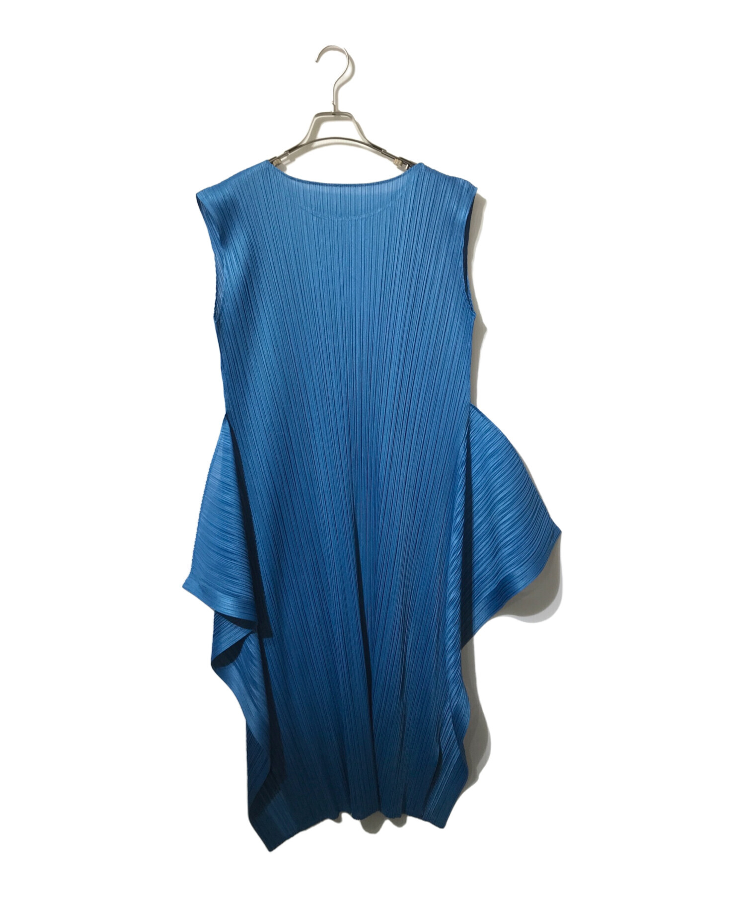 PLEATS PLEASEプリーツプリーズ ロイヤルブルー プリーツノースリーブ 中古・古着通販】PLEATS PLEASE (プリーツプリーズ) Vネック