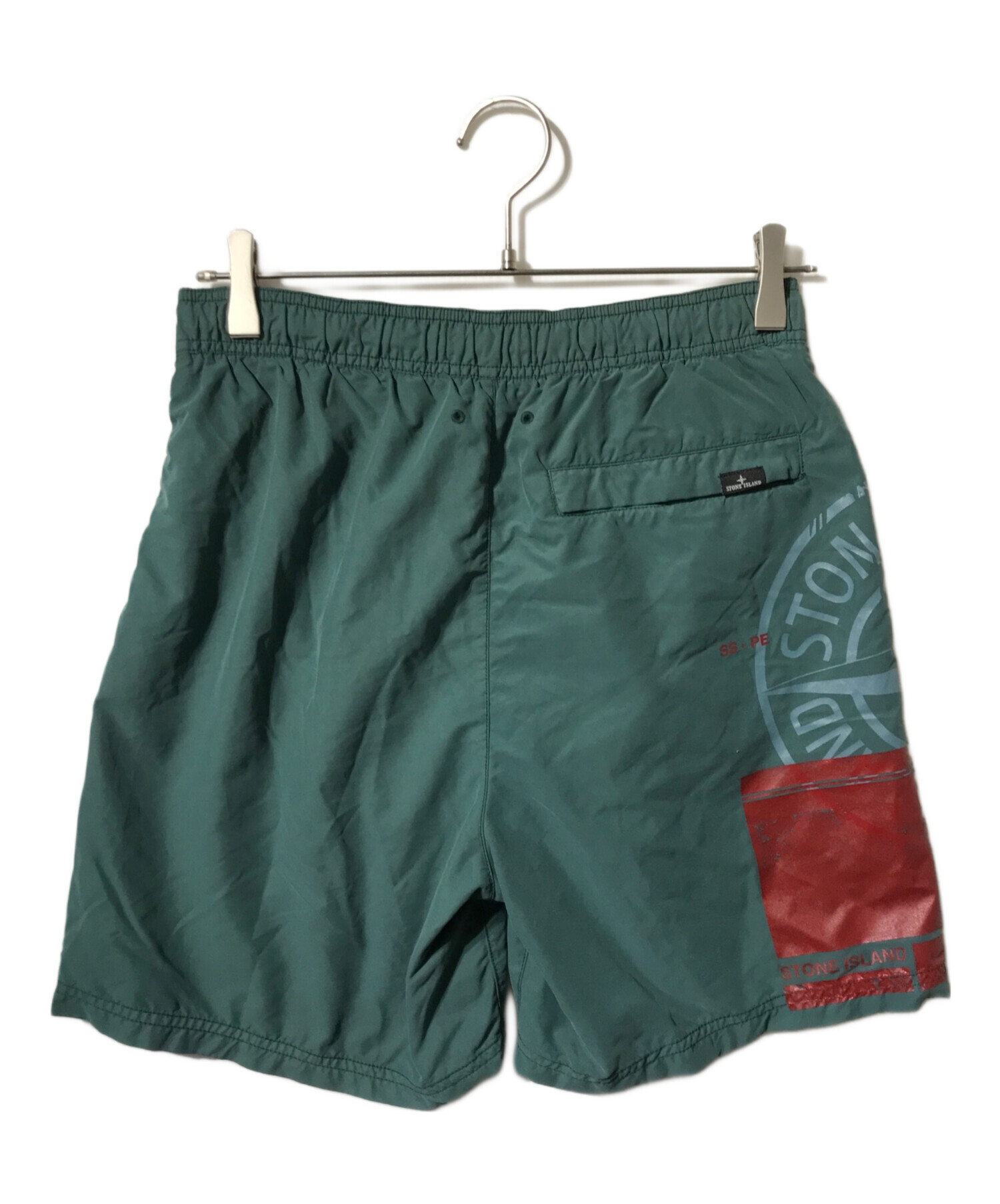 ストーンアイランド STONE 新品 ハーフパンツ Mブルーグリーン 中古・古着通販】STONE ISLAND (ストーンアイランド) ロゴプリント