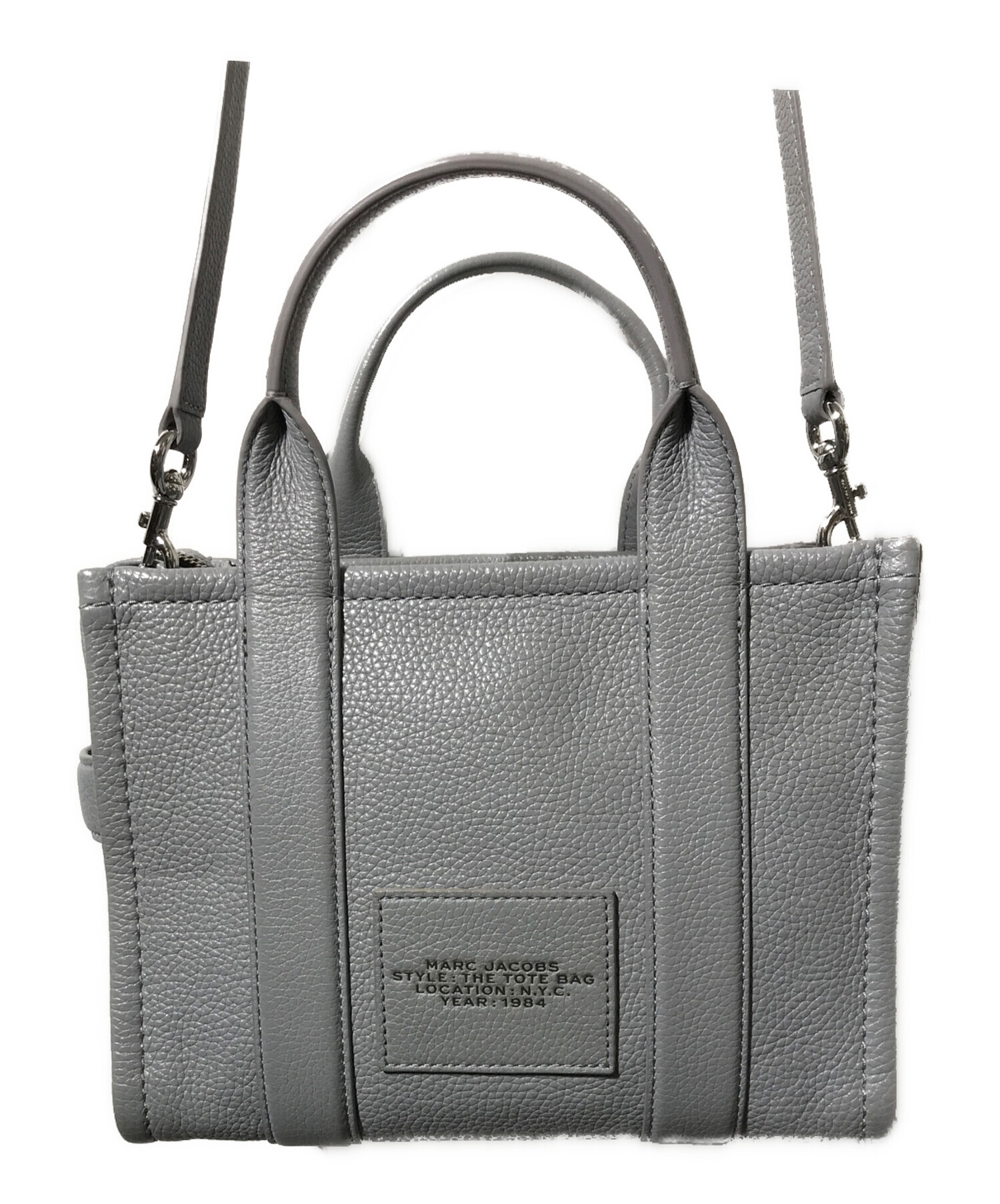 MARC JACOBS グレー レザー バッグ 中古・古着通販】MARC JACOBS (マークジェイコブス) THE LEATHER TOTE