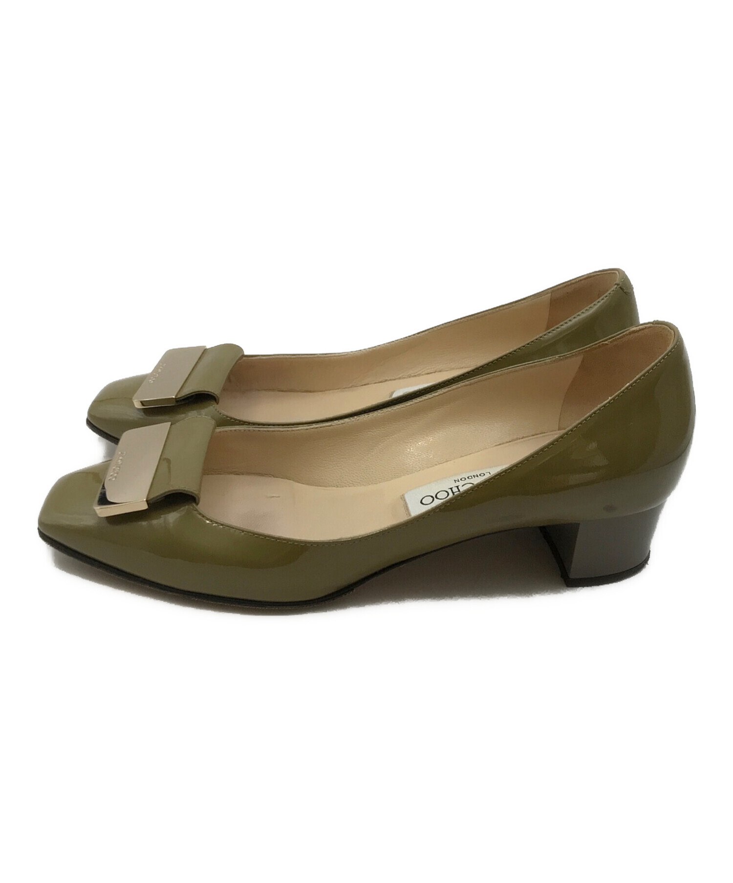 中古・古着通販】JIMMY CHOO (ジミーチュウ) エナメルパンプス カーキ