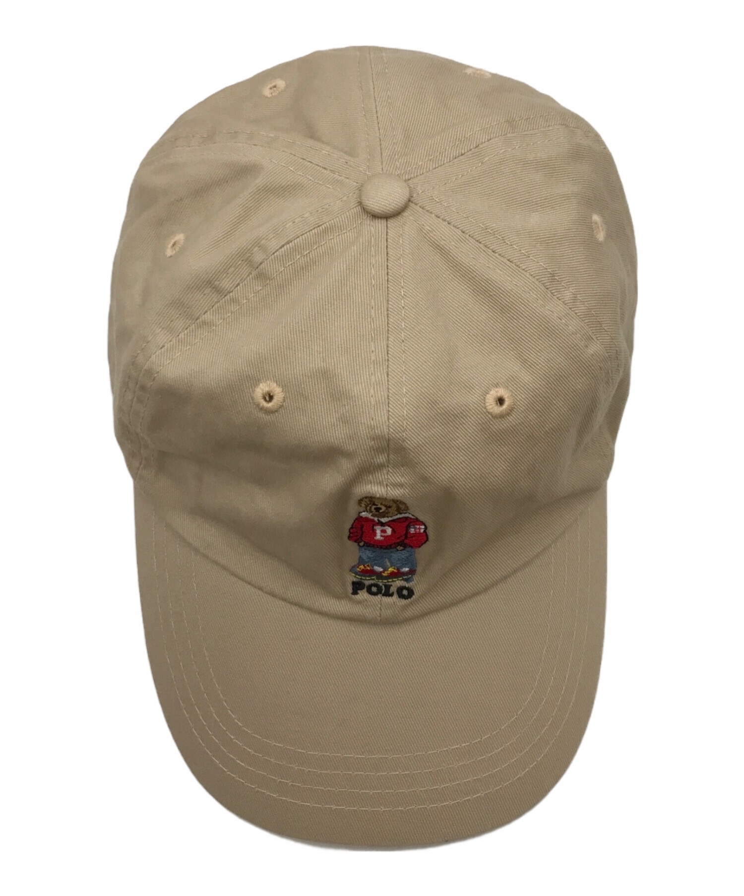【未使用】ポロラルフローレン キャップ ベージュ 本革レザーベルト 刺繍ロゴ 中古・古着通販】POLO RALPH LAUREN (ポロ・ラルフローレン) ポロベア
