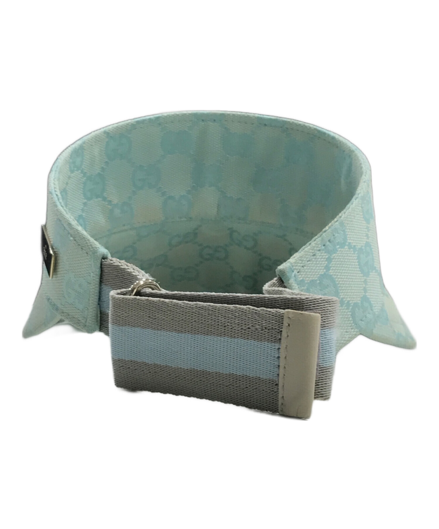 【極美品】グッチ GUCCI GGキャンバス サンバイザー グレー 中古・古着通販】GUCCI (グッチ) GGキャンバスサンバイザー スカイ
