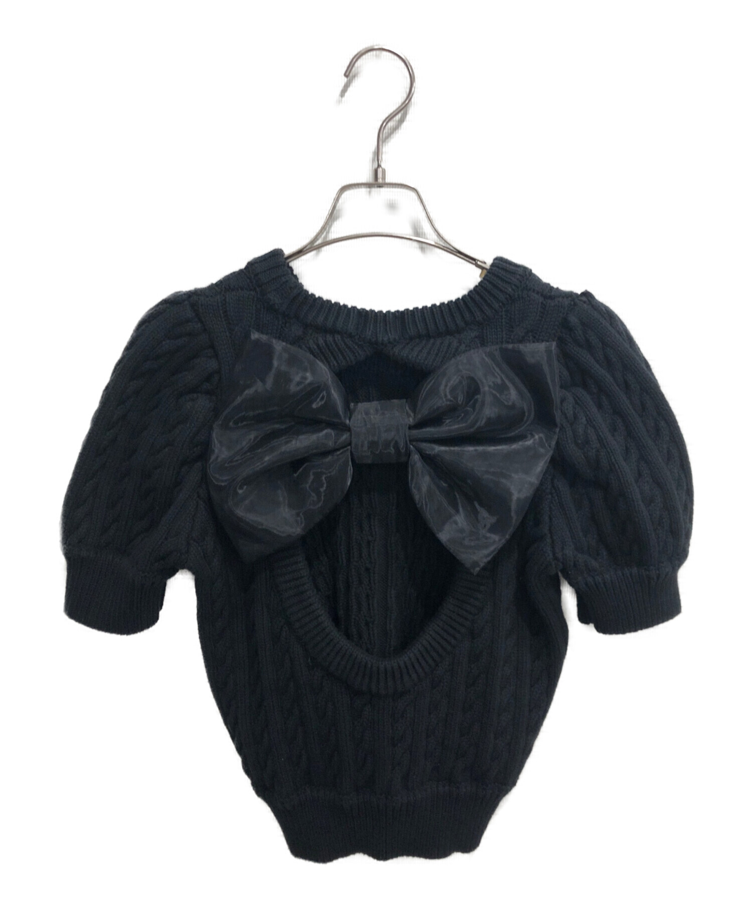 中古・古着通販】PAMEO POSE (パメオポーズ) Big Bow Knit Top/半袖 