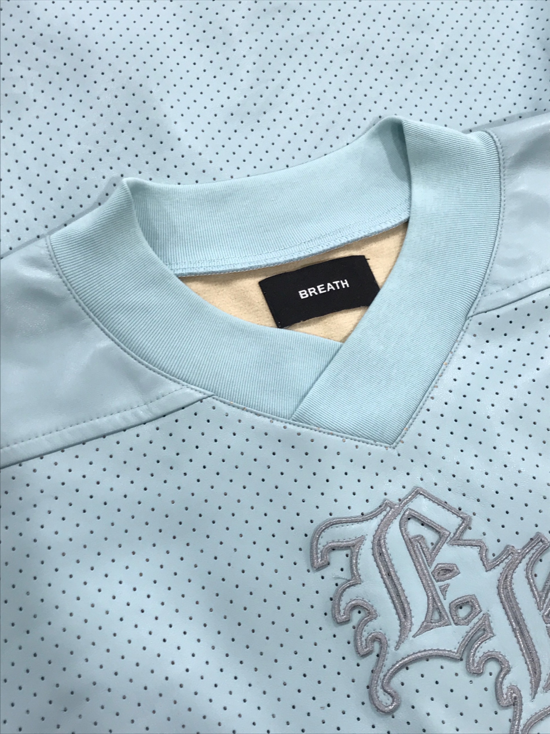 中古・古着通販】BREATH (ブレス) FAUX LEATHER GAME SHIRT ブルー