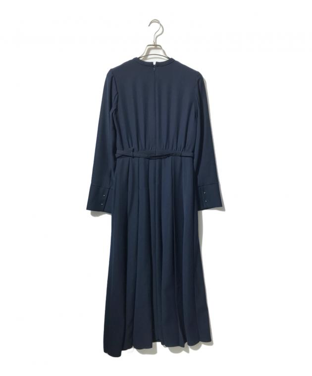 レディース anuansアニュアンス ダブルサテンノーカラーワンピース NAVY