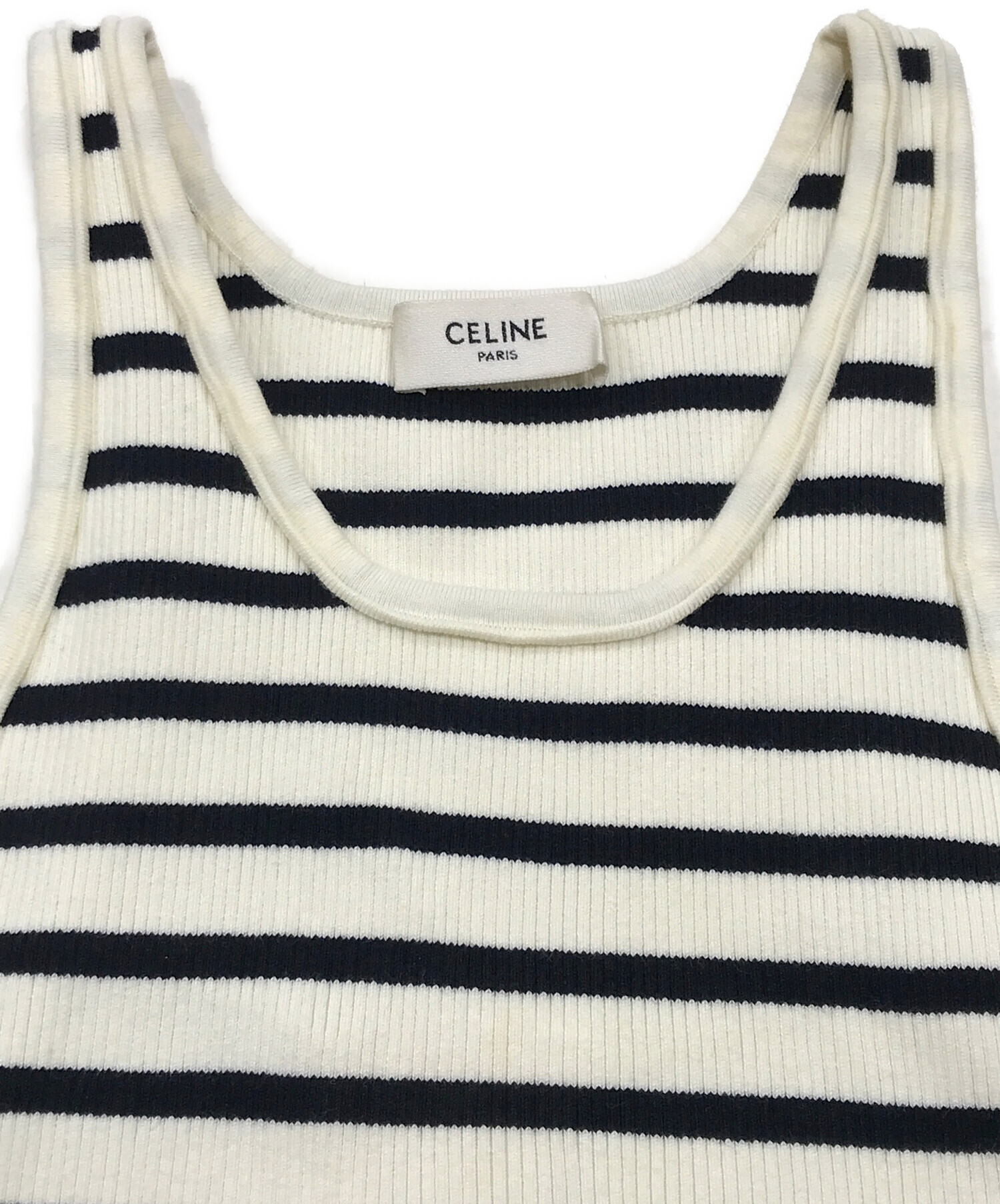 中古・古着通販】CELINE (セリーヌ) ボーダーリブタンクトップ
