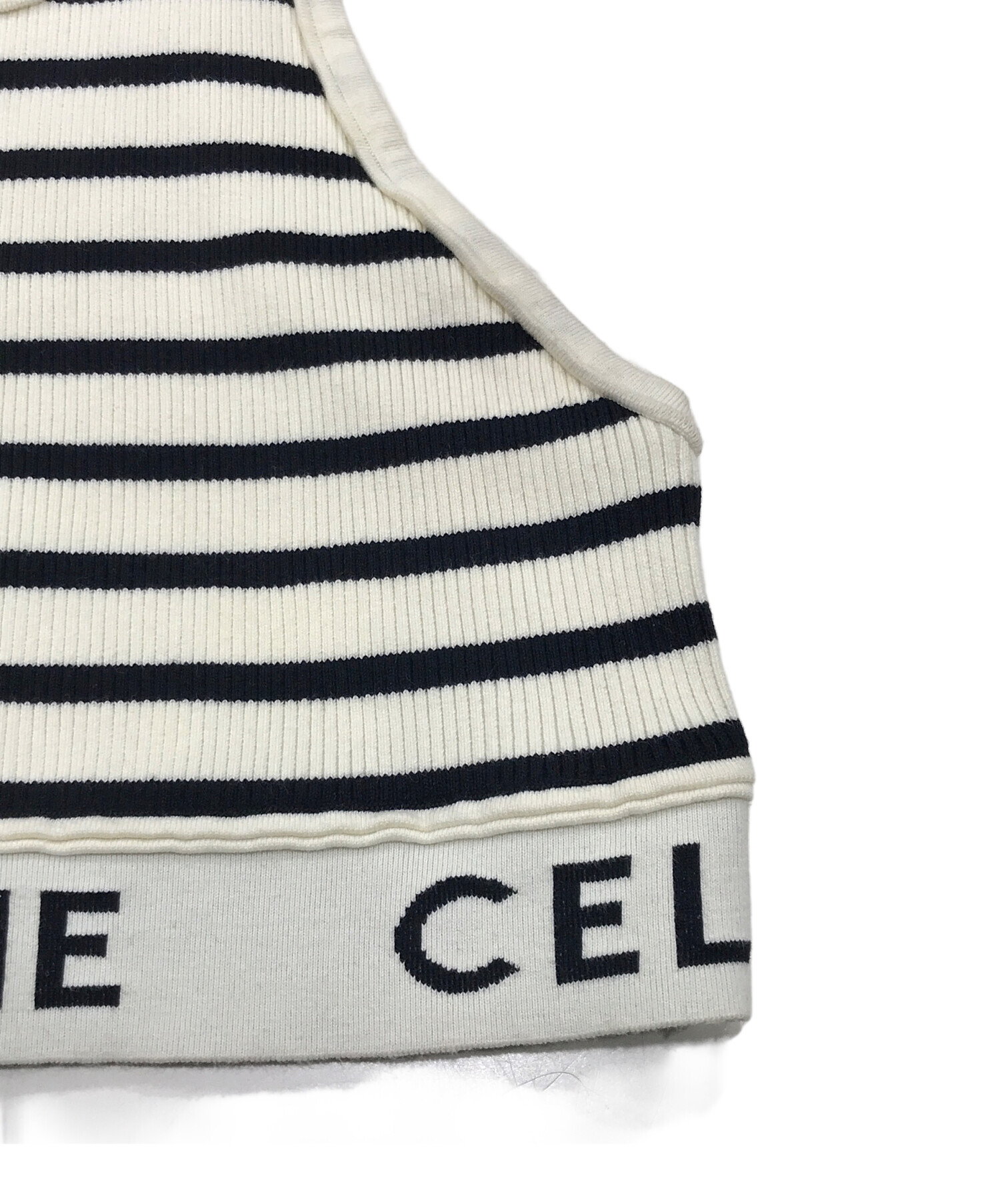 中古・古着通販】CELINE (セリーヌ) ボーダーリブタンクトップ