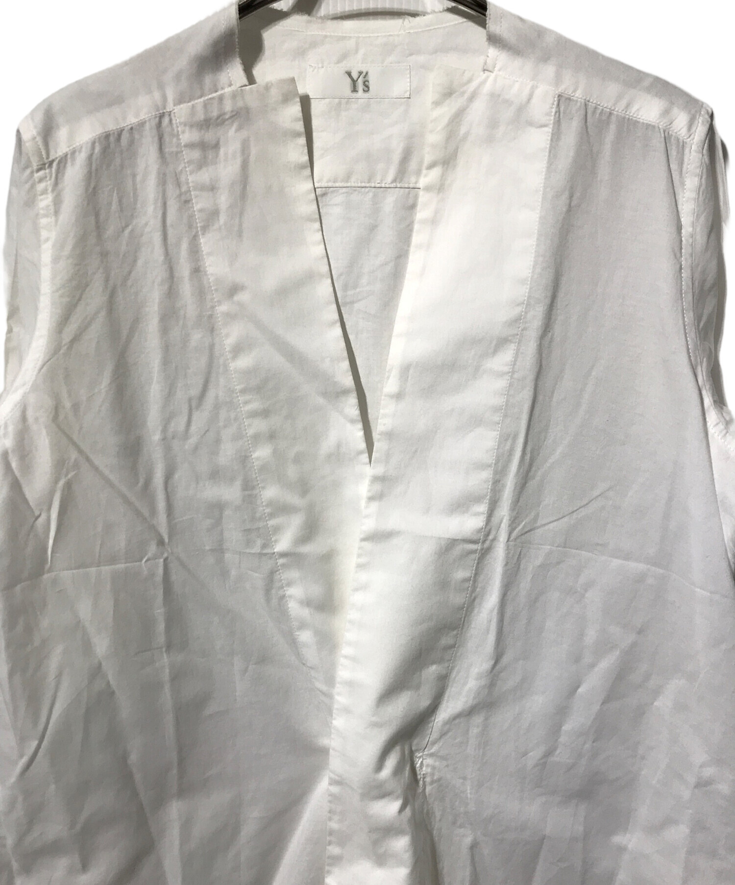 中古・古着通販】Y's (ワイズ) 変形 カラーレス ロングシャツ ホワイト