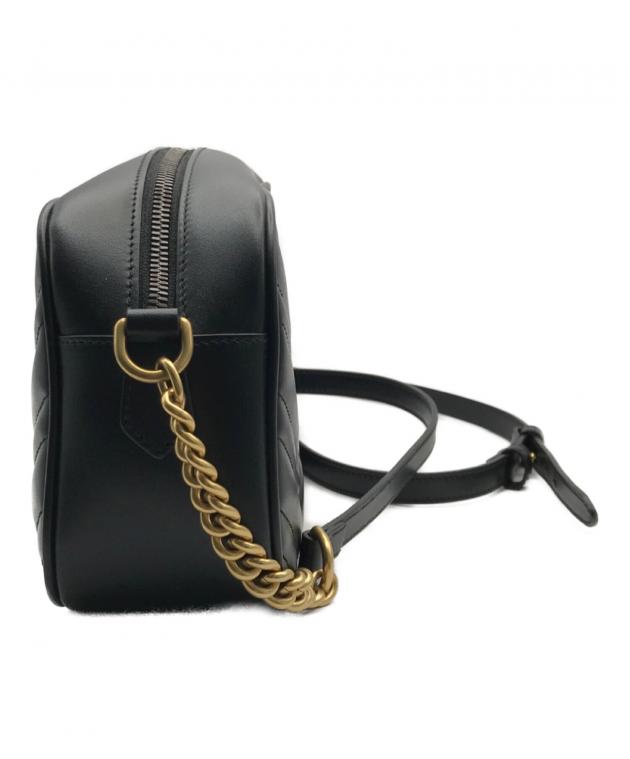 【新品未使用】GGマーモント黒ショルダーバッグ 中古・古着通販】GUCCI (グッチ) ショルダーバッグ GGマーモント