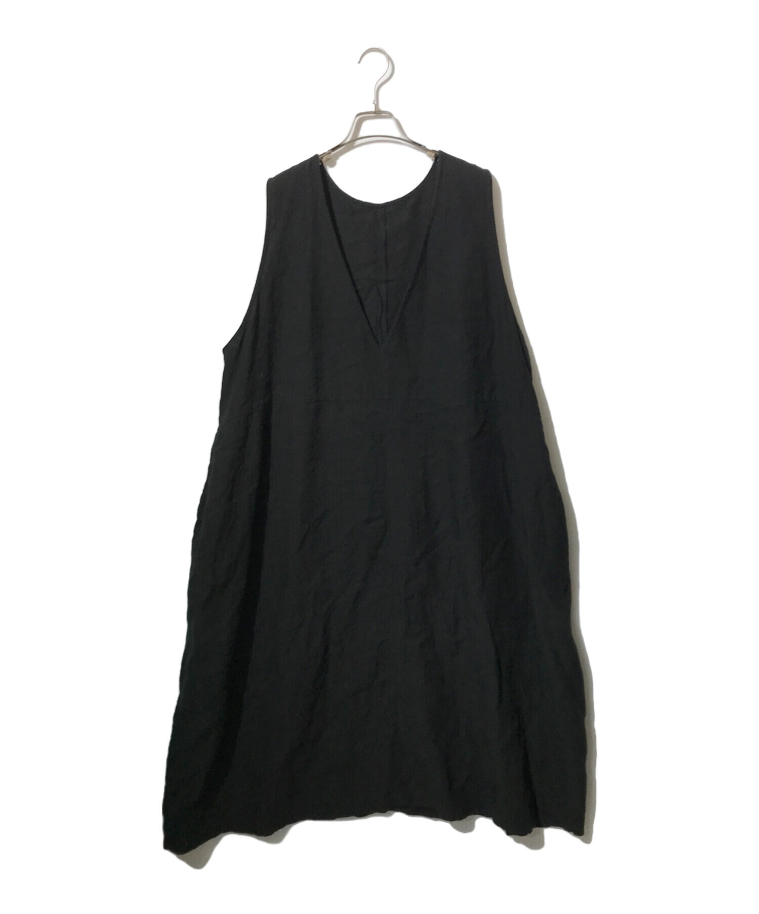 nest Robe リネン ノースリーブワンピース ブラック 中古・古着通販】nest Robe (ネストローブ) リネンノースリーブ